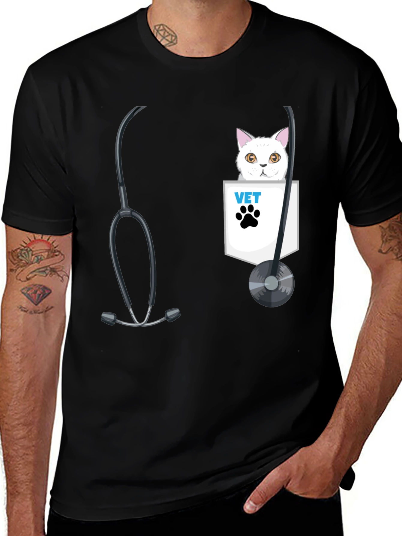 Vet Cat Pocket T-Shirt - Animal Lover Tee