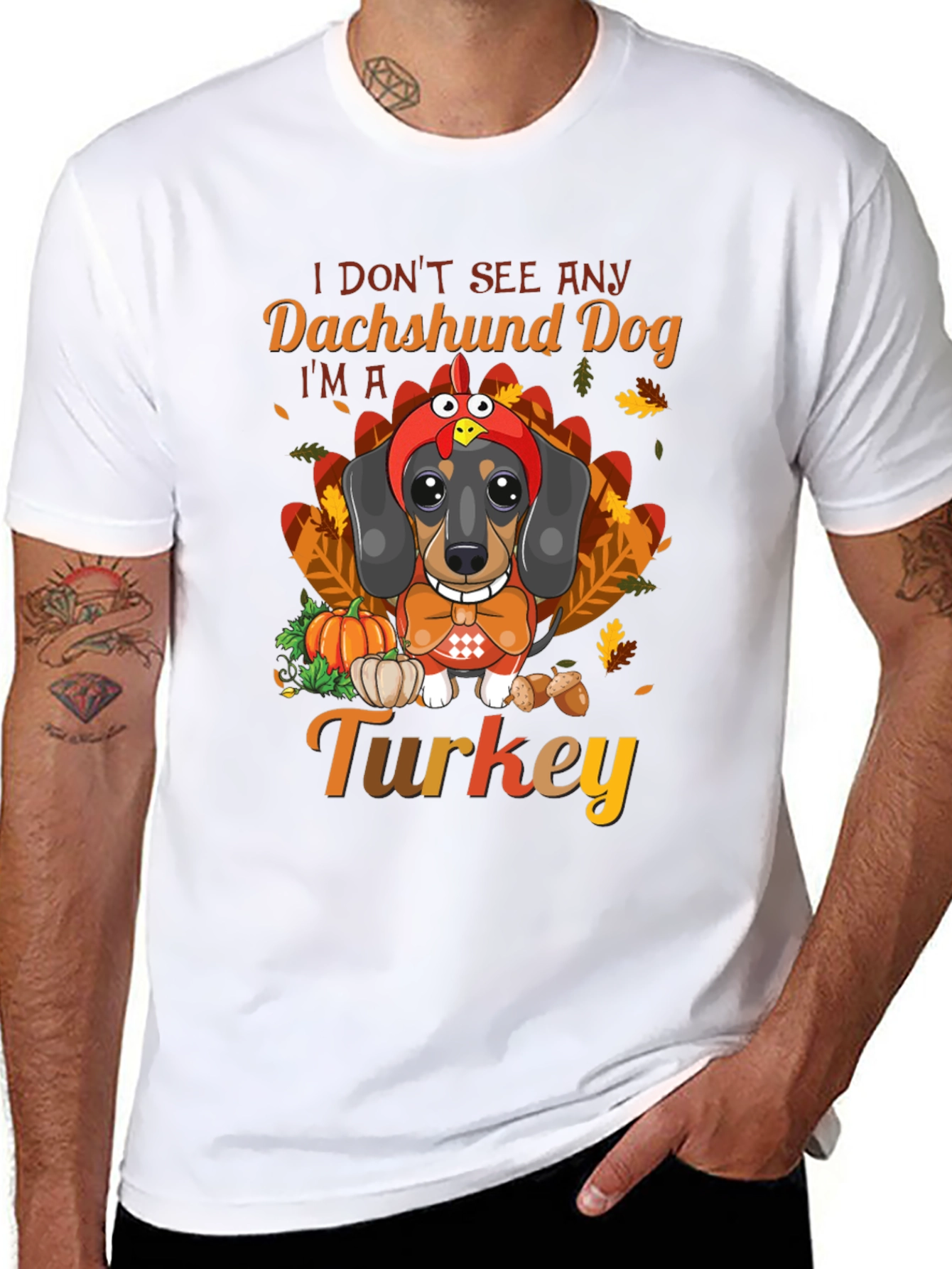 Funny Thanksgiving Dachshund Dog Turkey T-Shirt