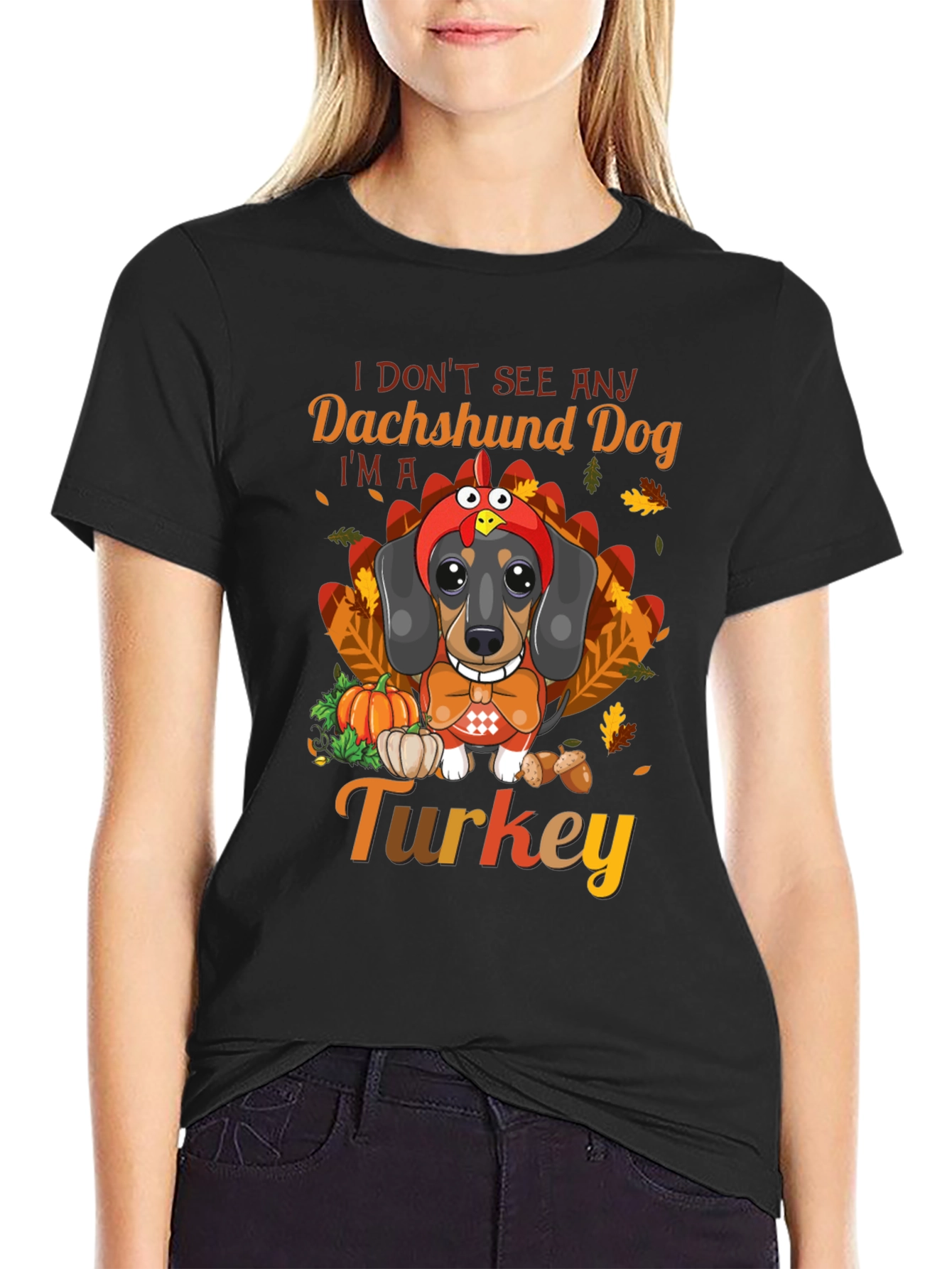 Funny Thanksgiving Dachshund Dog Turkey T-Shirt