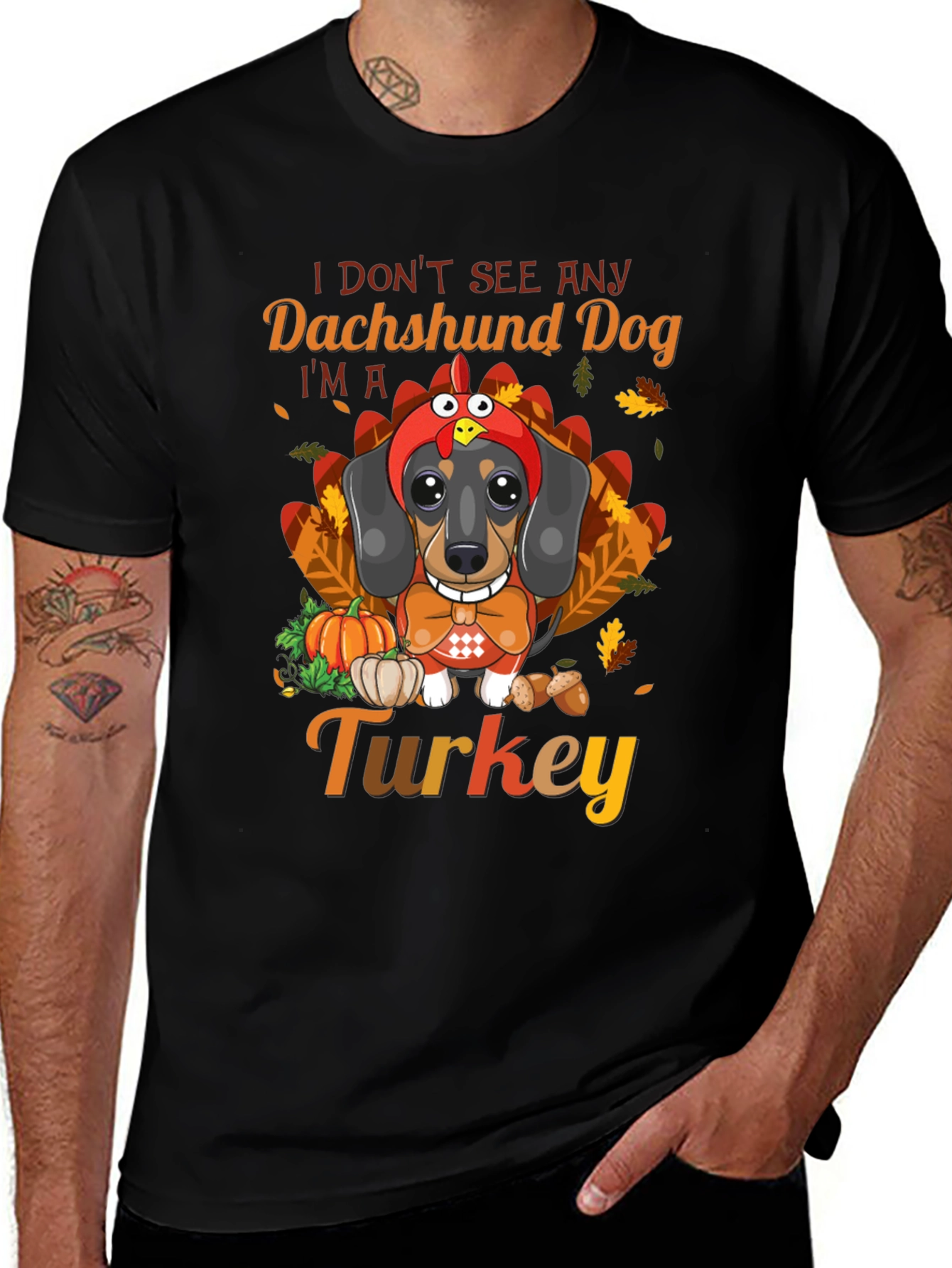 Funny Thanksgiving Dachshund Dog Turkey T-Shirt