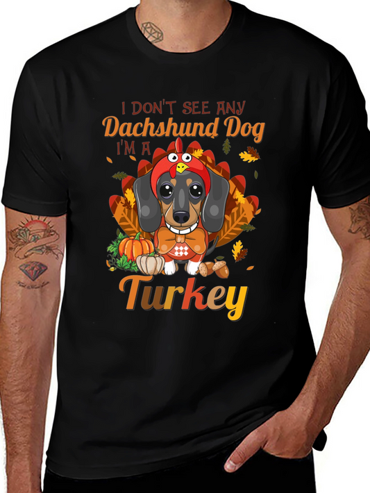 Funny Thanksgiving Dachshund Dog Turkey T-Shirt