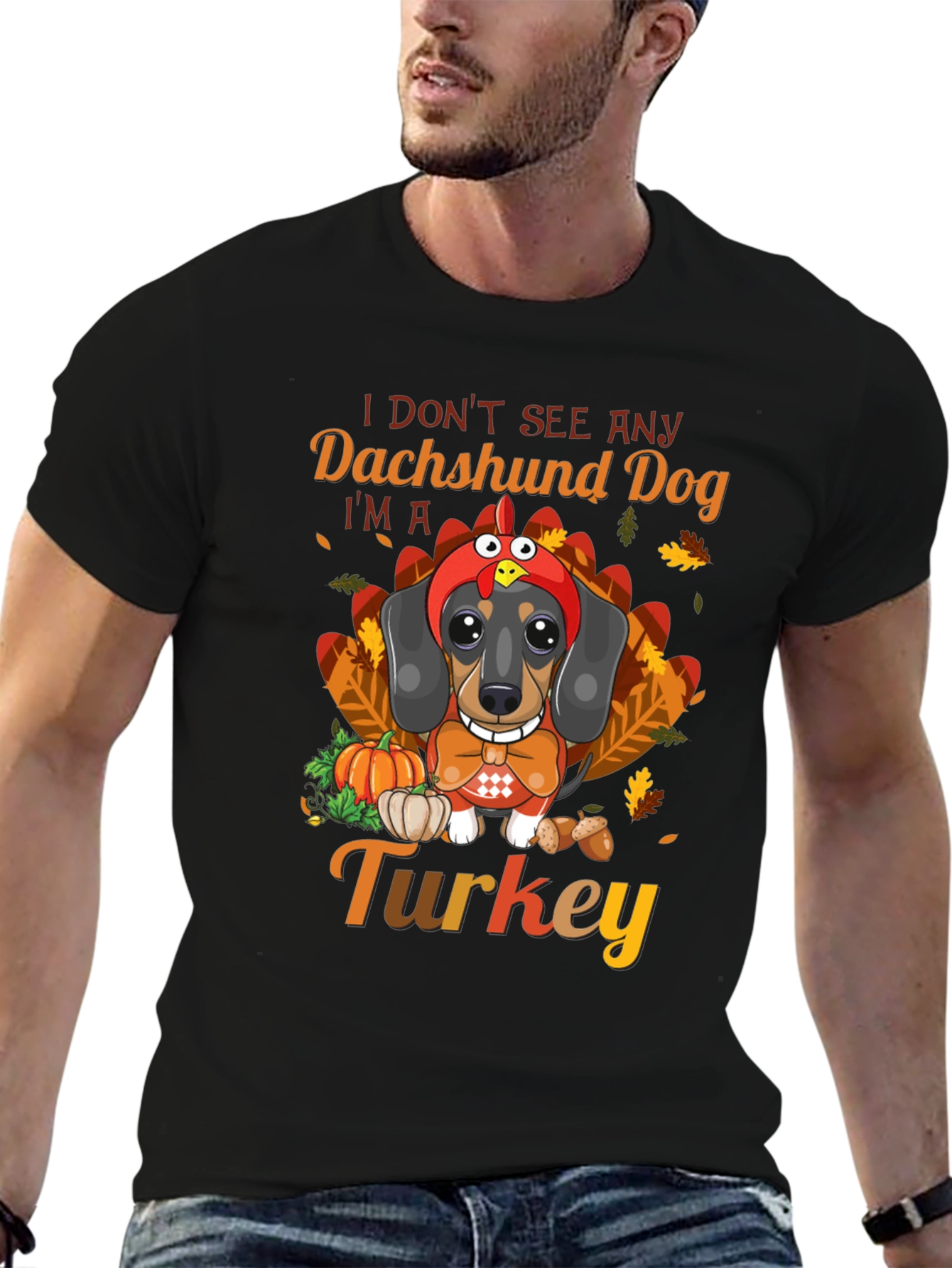 Funny Thanksgiving Dachshund Dog Turkey T-Shirt