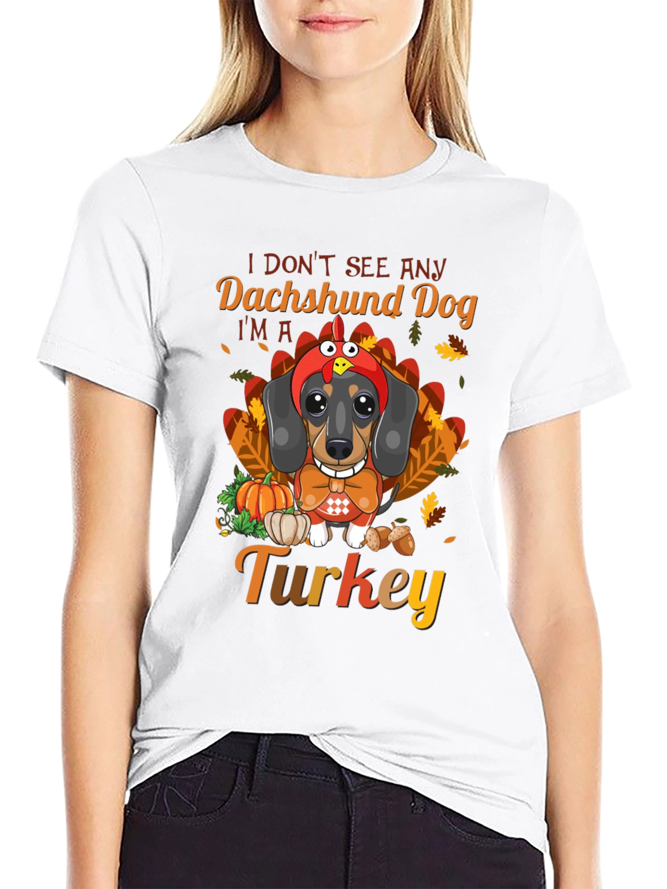 Funny Thanksgiving Dachshund Dog Turkey T-Shirt