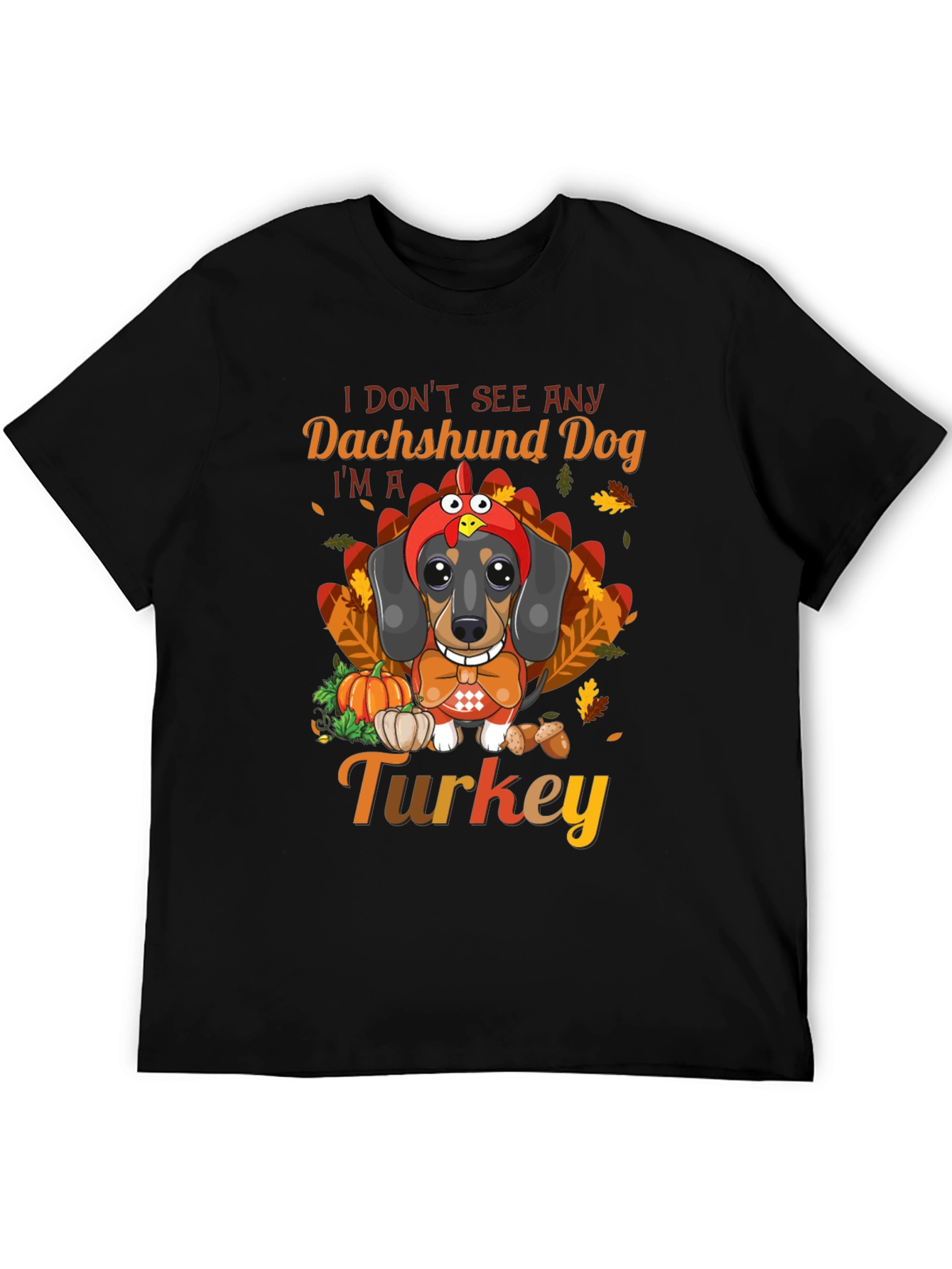 Funny Thanksgiving Dachshund Dog Turkey T-Shirt