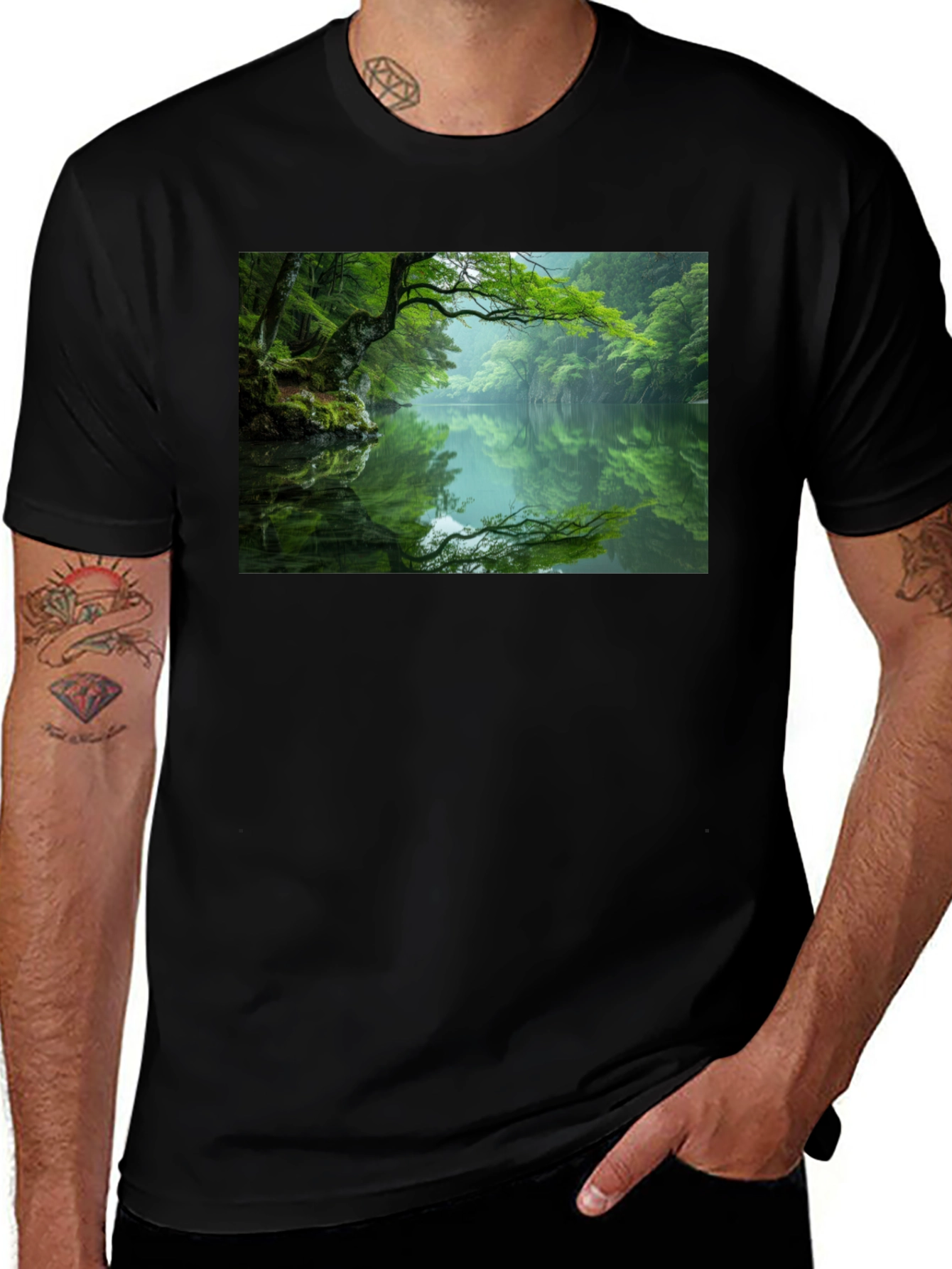 Nature Reflection Graphic Tee - Black