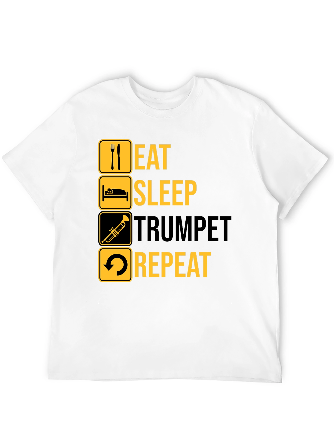 Eat Sleep Trumpet Repeat Black Graphic T-Shirt