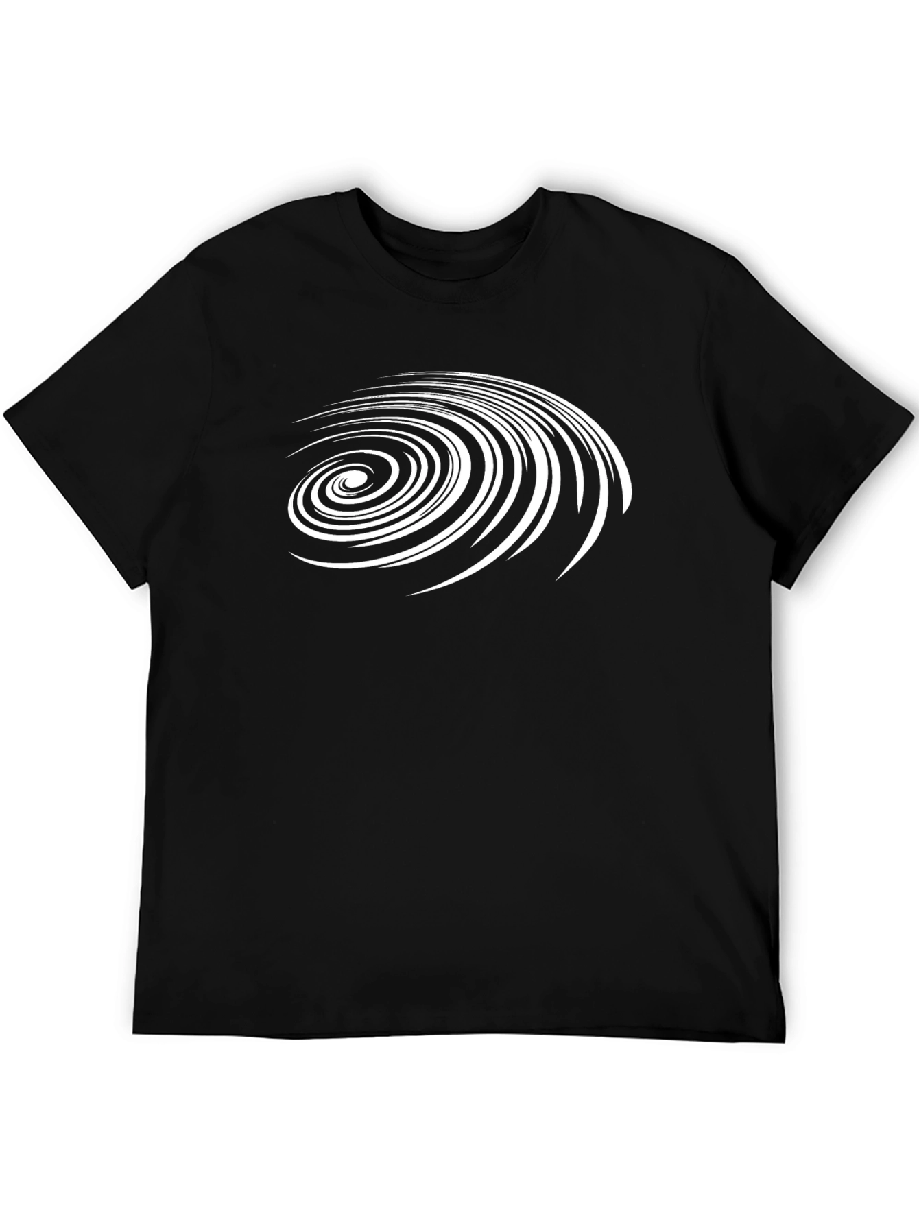 Abstract Spiral Graphic Print Black T-Shirt