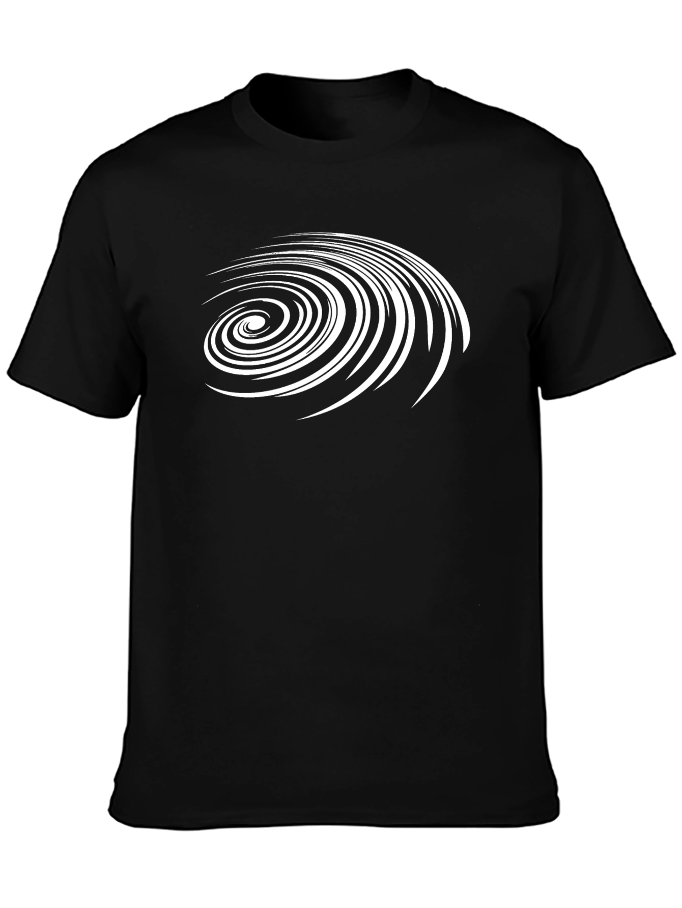 Abstract Spiral Graphic Print Black T-Shirt