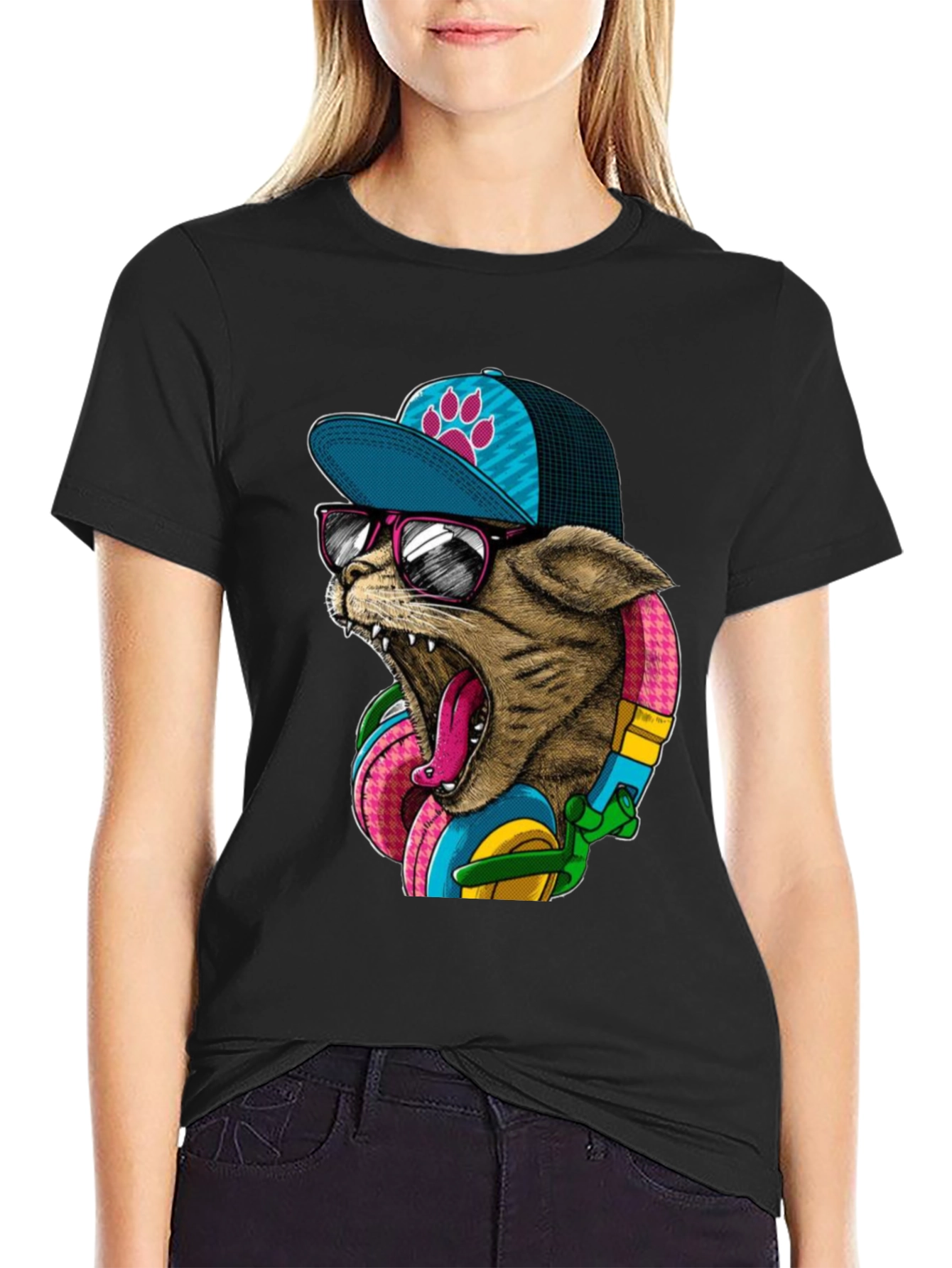 Cool Cat Graphic Tee - Funky Urban Style