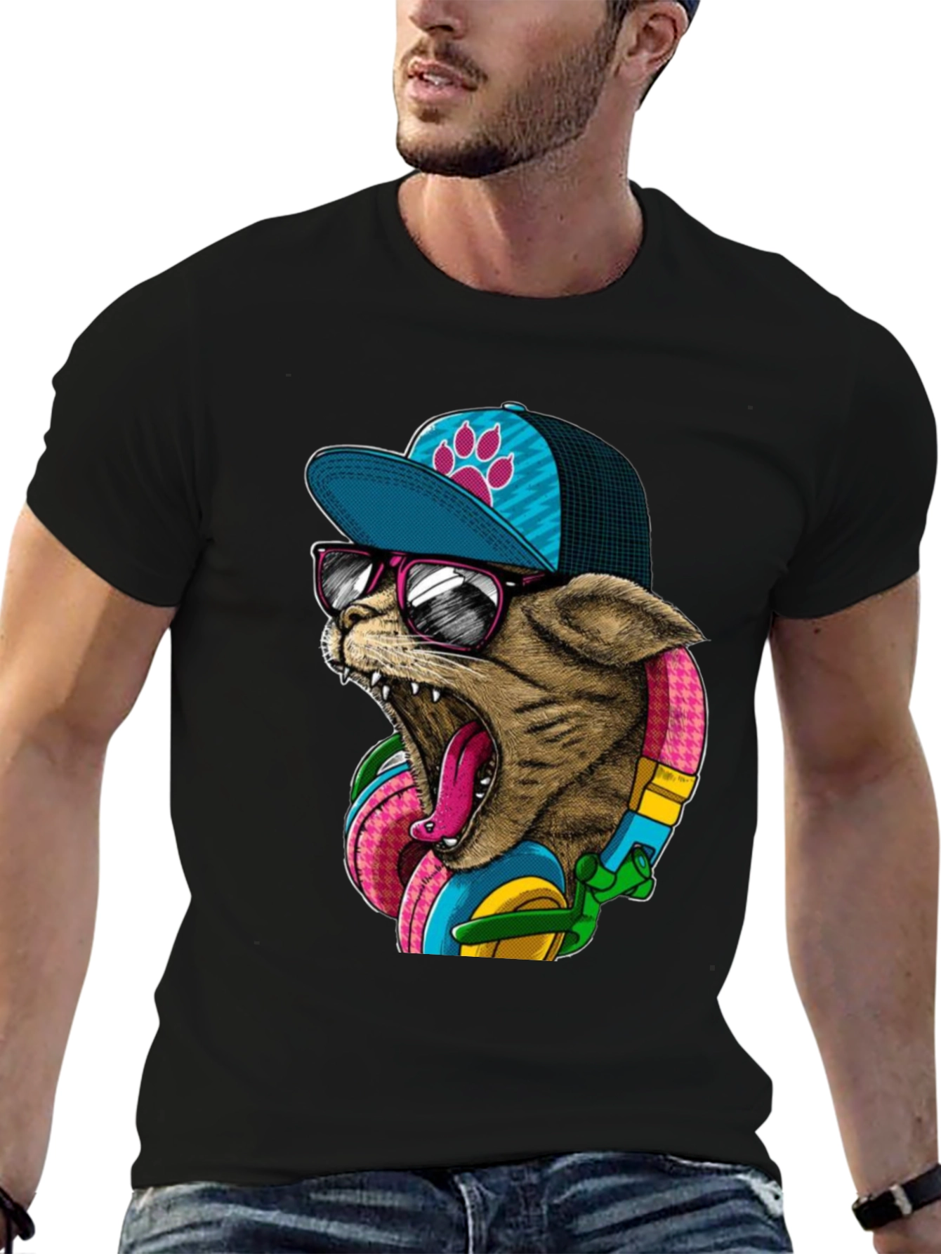 Cool Cat Graphic Tee - Funky Urban Style