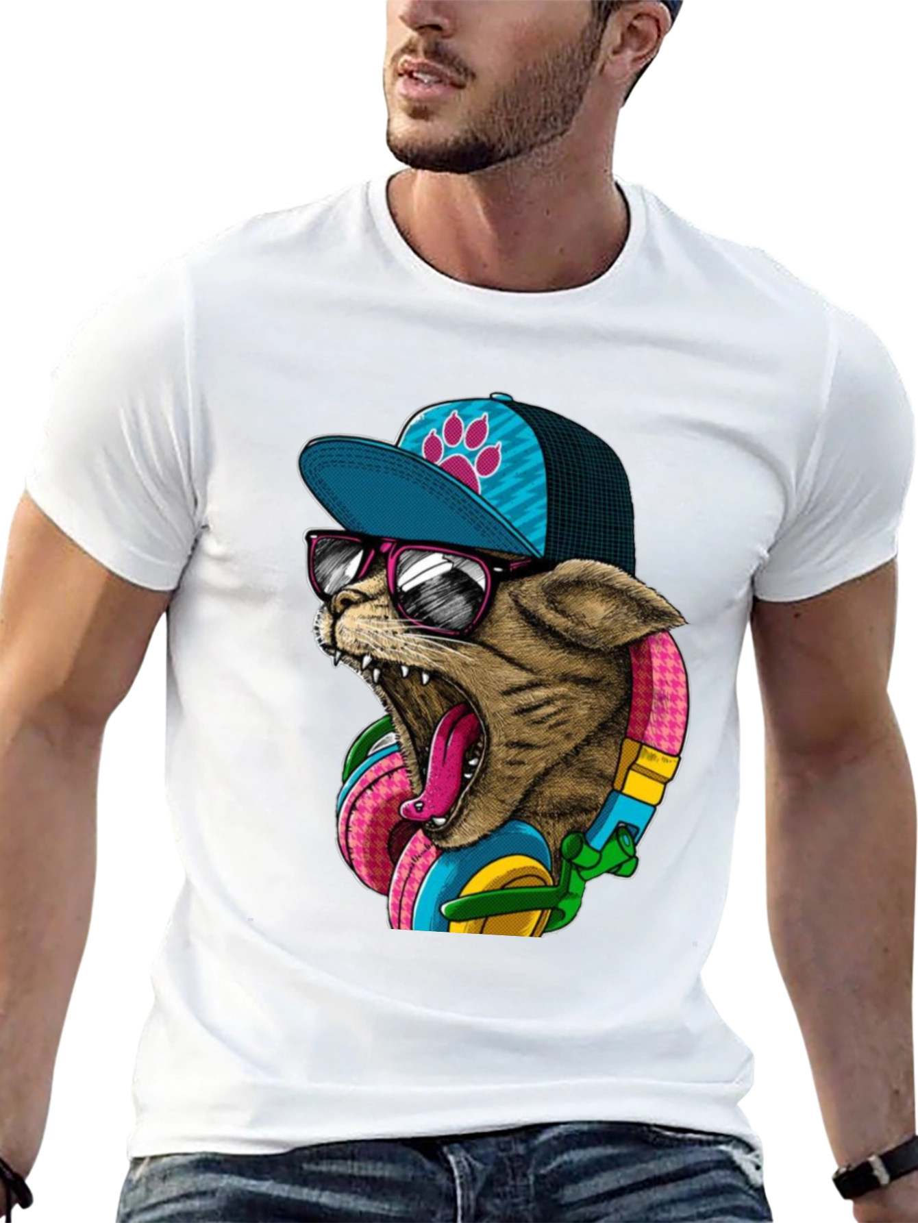 Cool Cat Graphic Tee - Funky Urban Style