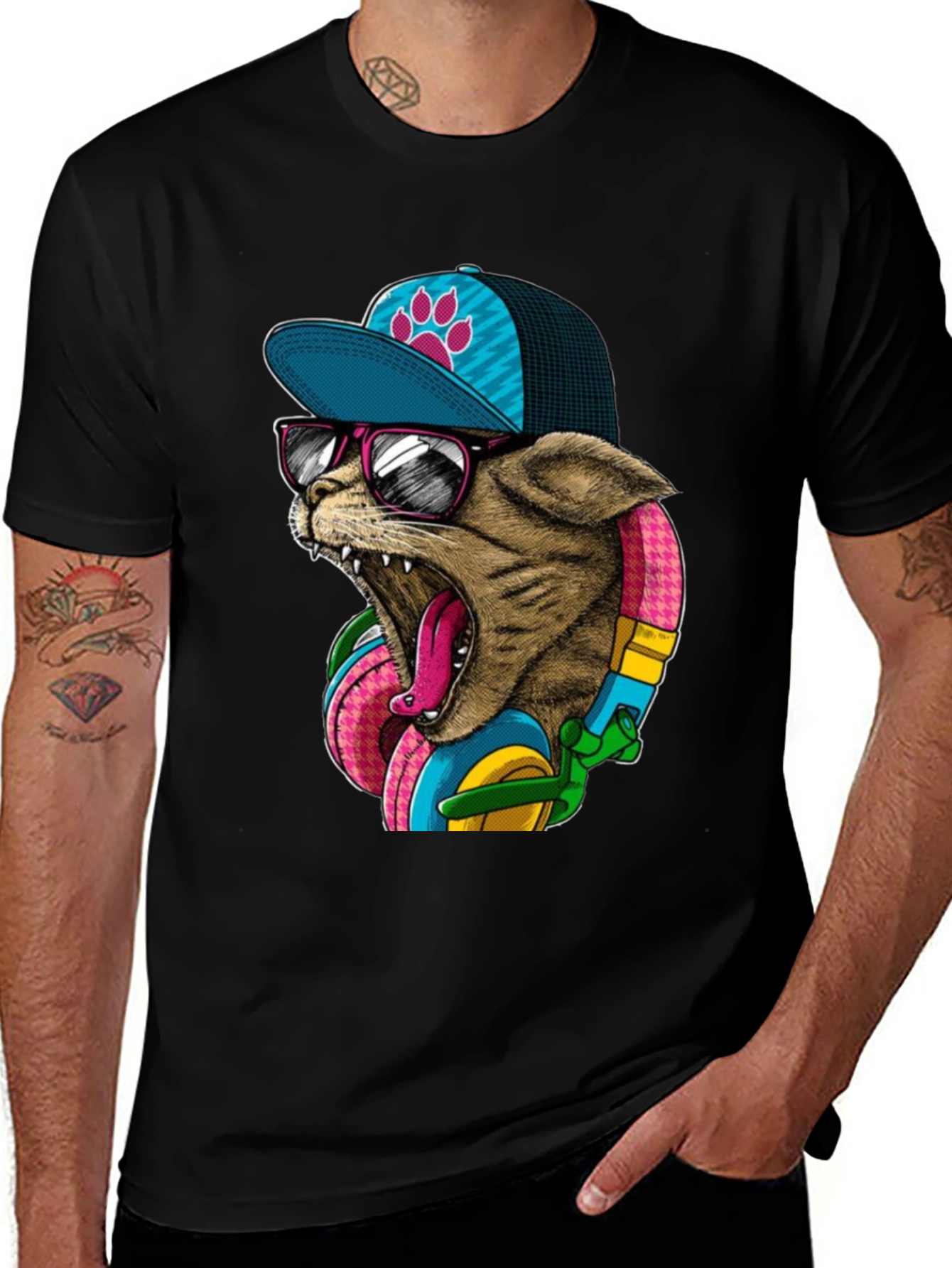 Cool Cat Graphic Tee - Funky Urban Style