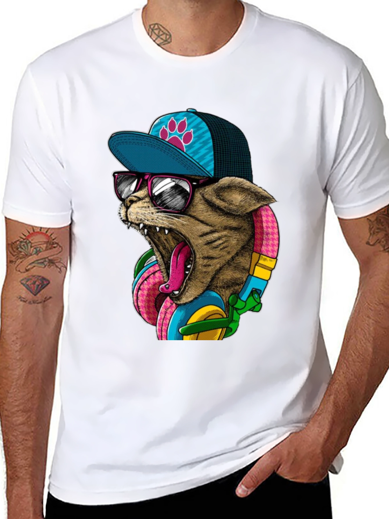Cool Cat Graphic Tee - Funky Urban Style