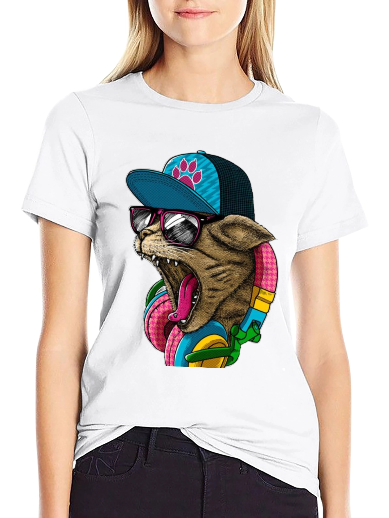 Cool Cat Graphic Tee - Funky Urban Style
