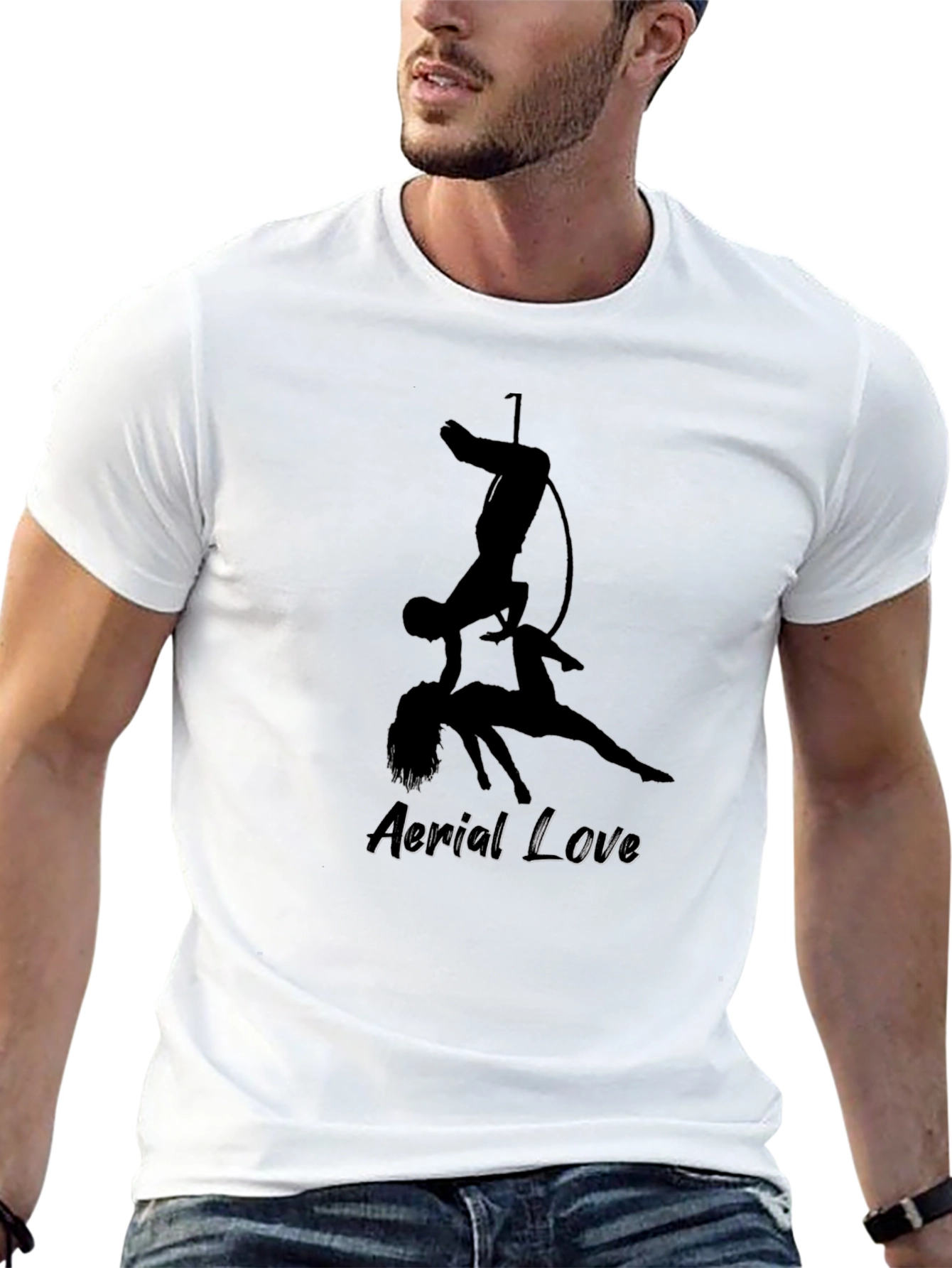 Aerial Love Black T-Shirt - Unique Circus Design