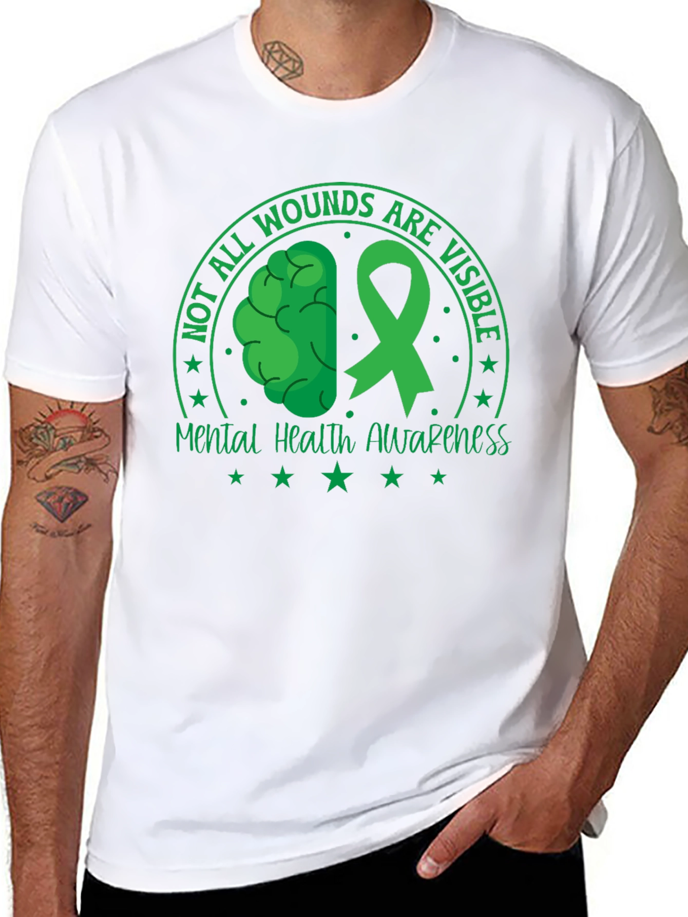 Mental Health Awareness T-Shirt - Green Ribbon