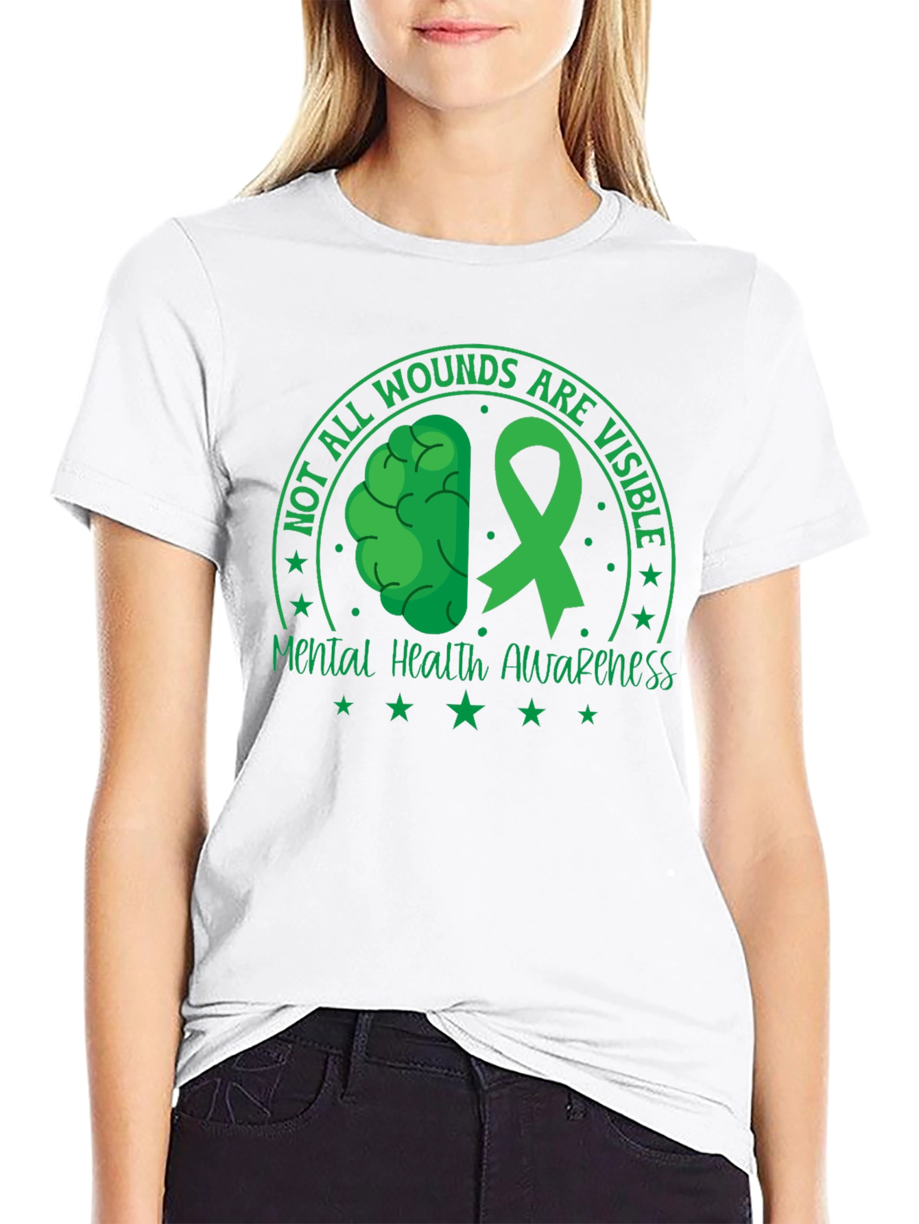 Mental Health Awareness T-Shirt - Green Ribbon