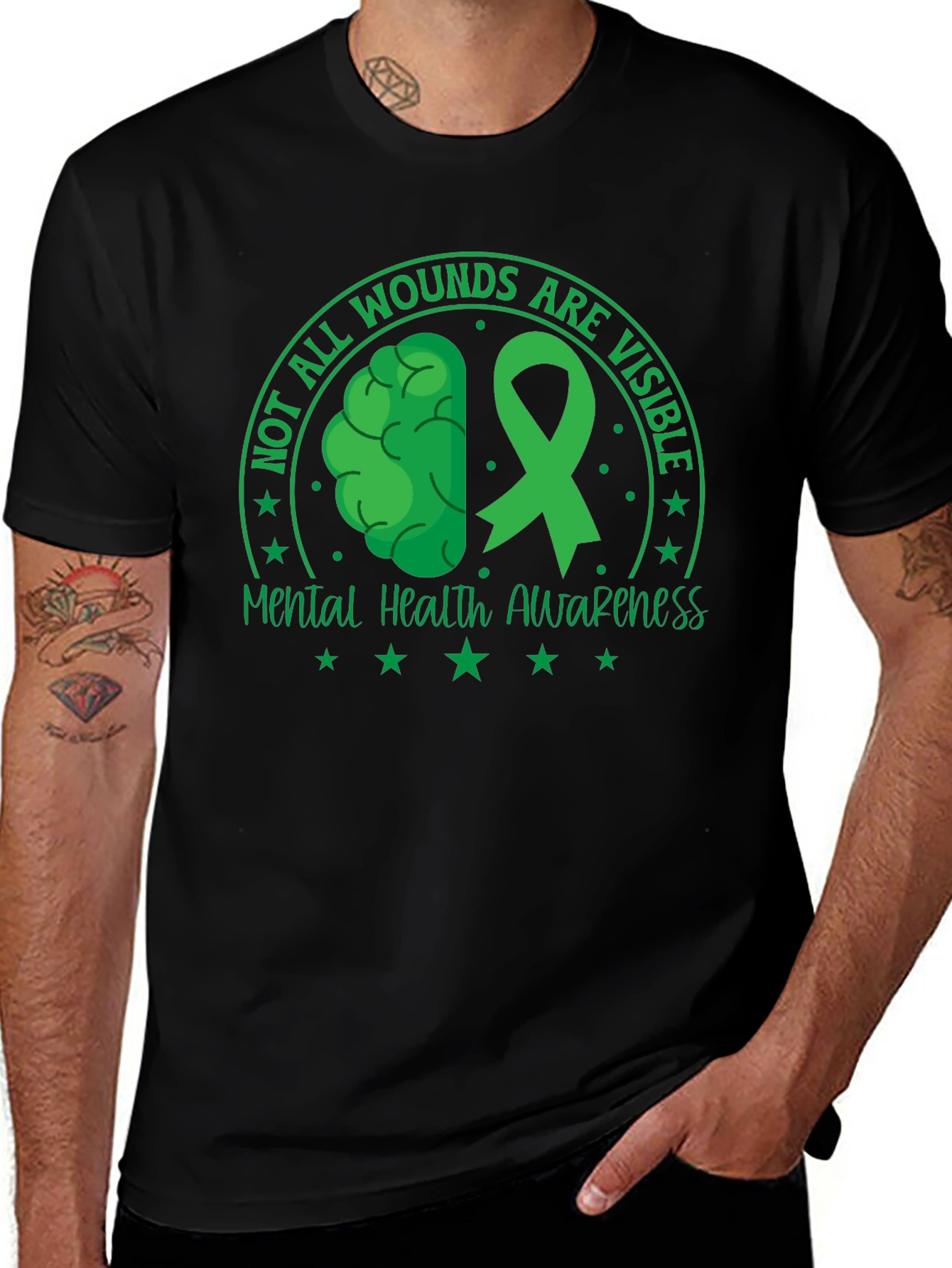 Mental Health Awareness T-Shirt - Green Ribbon