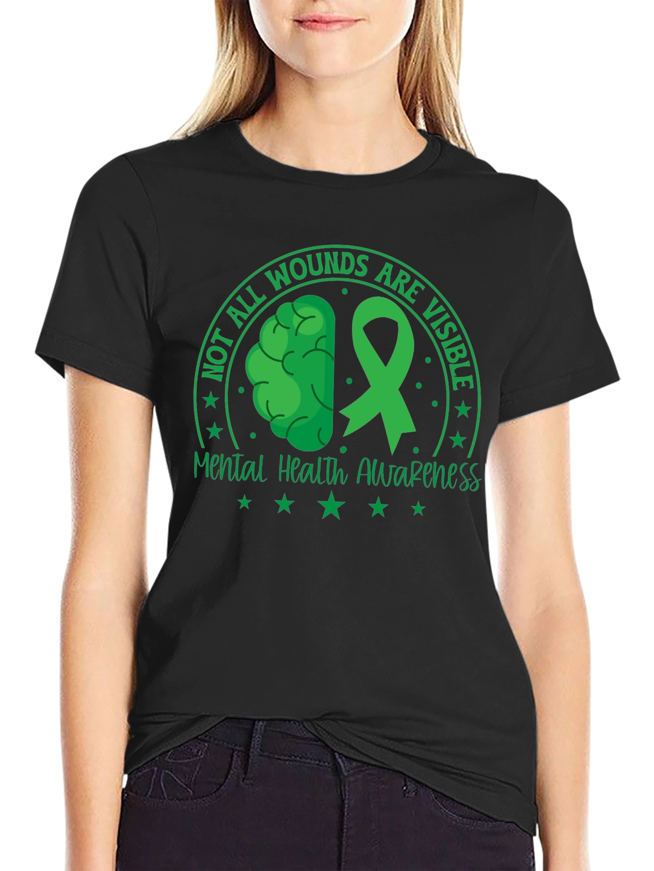 Mental Health Awareness T-Shirt - Green Ribbon