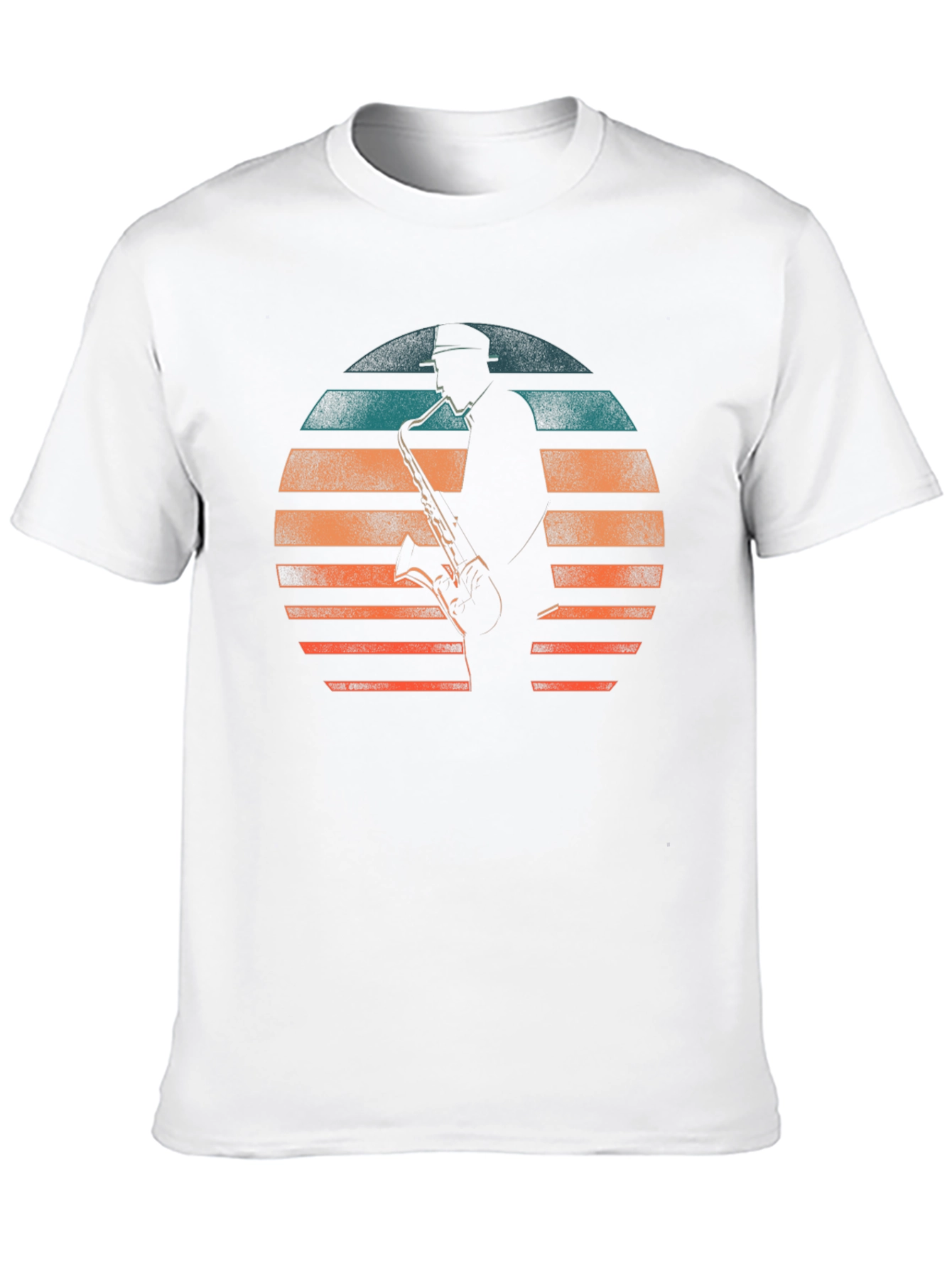 Saxophone Player Retro Sunset Graphic Tee