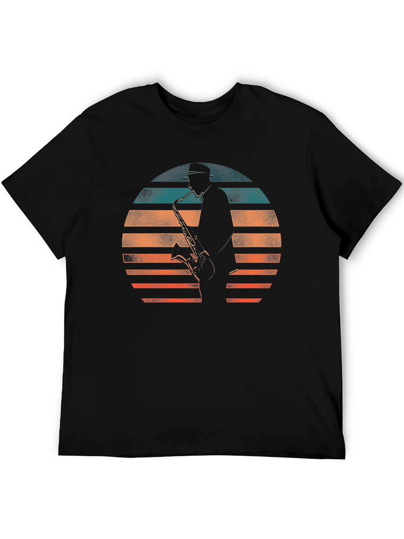Saxophone Player Retro Sunset Graphic Tee