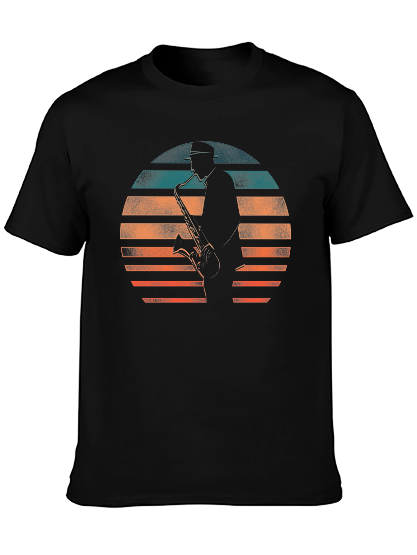 Saxophone Player Retro Sunset Graphic Tee