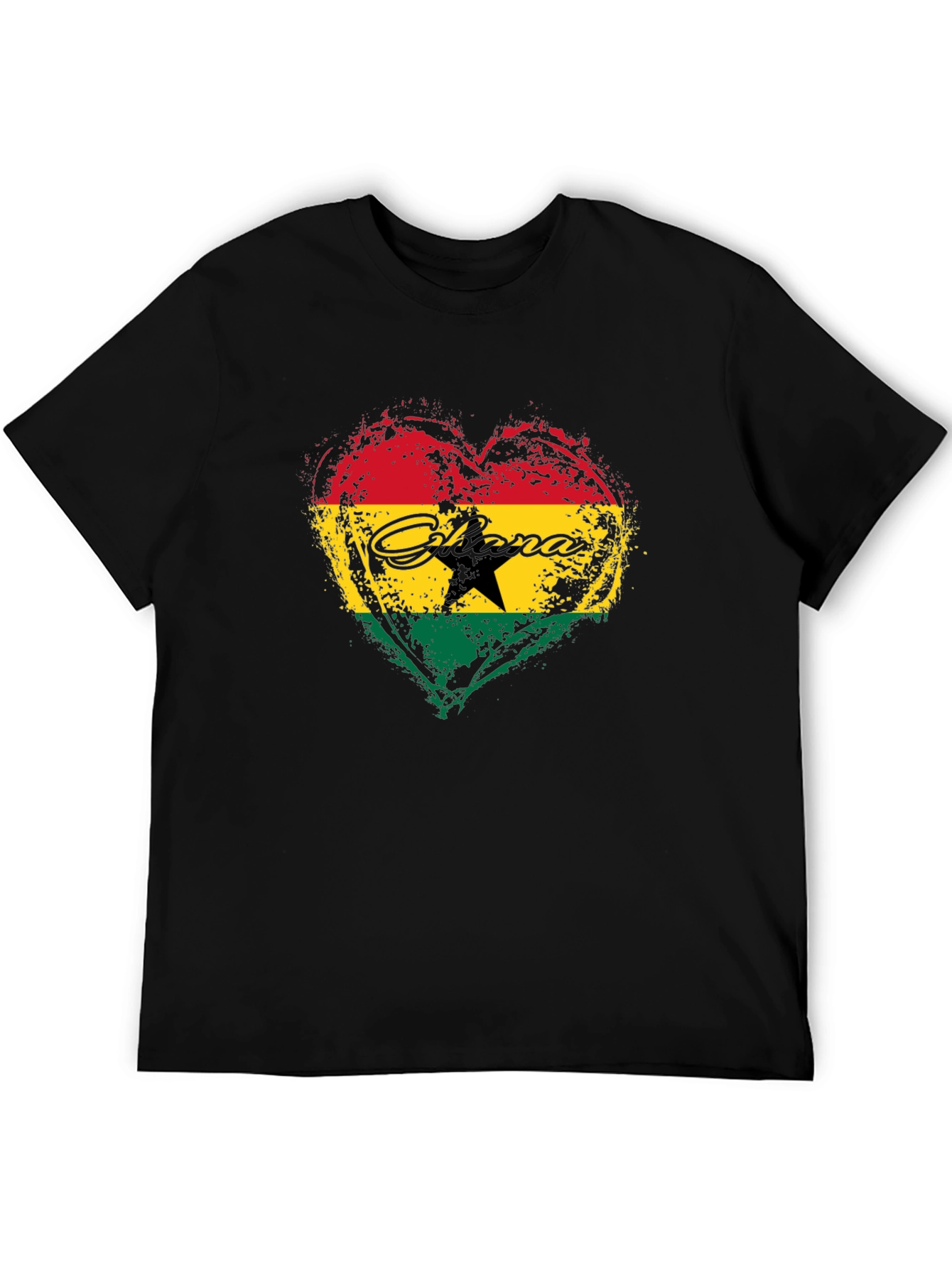 Ghana Flag Heart Graphic T-Shirt