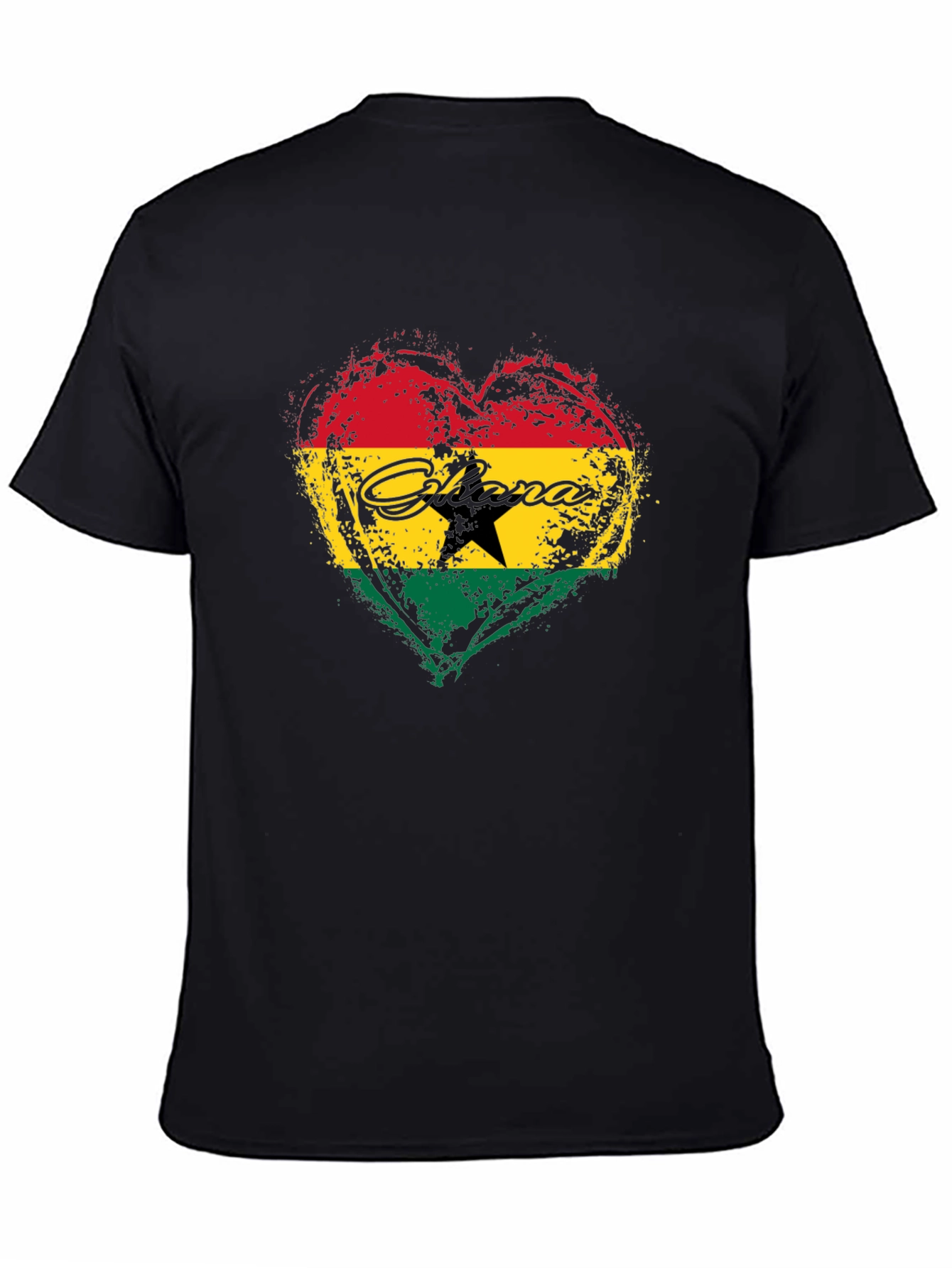 Ghana Flag Heart Graphic T-Shirt