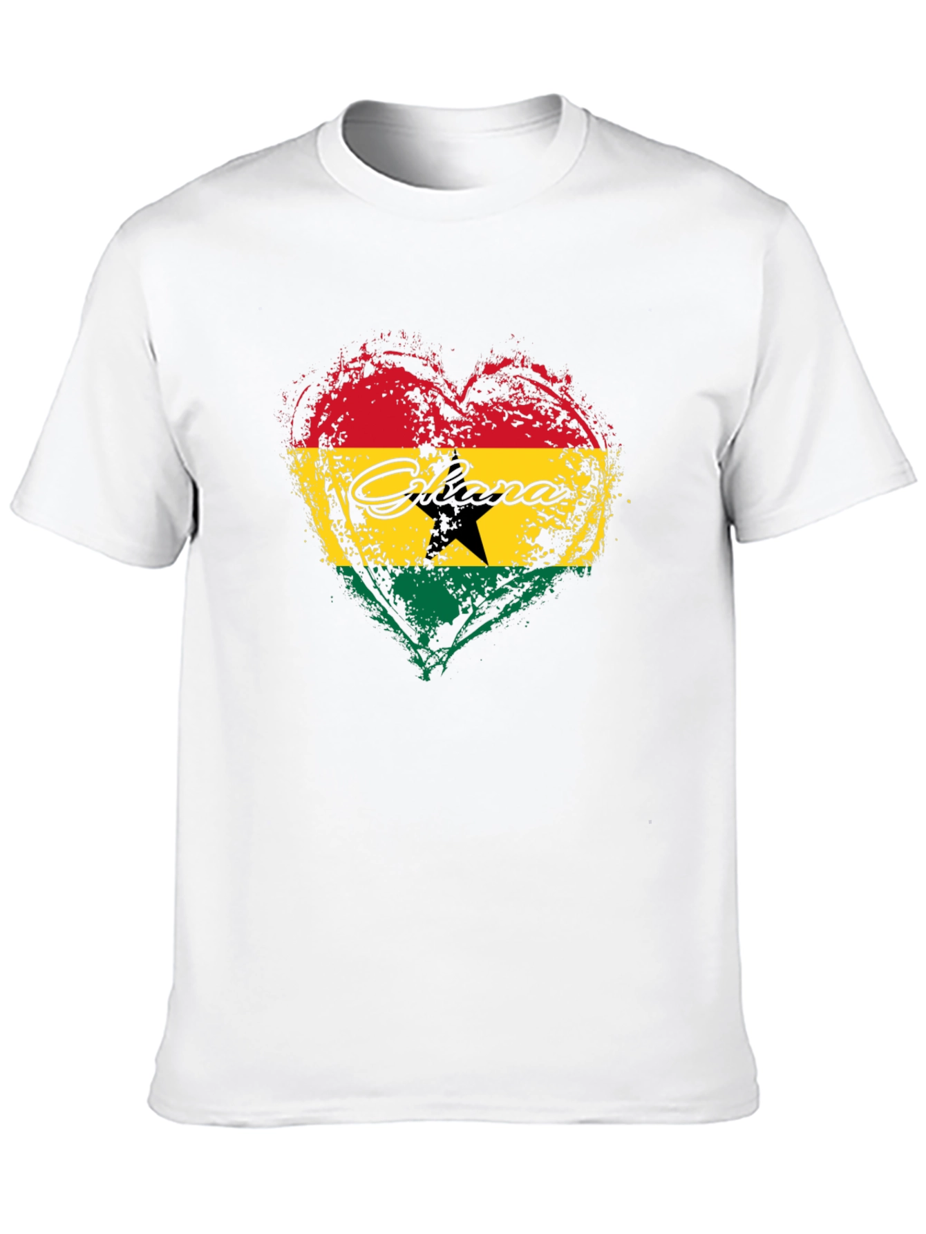 Ghana Flag Heart Graphic T-Shirt