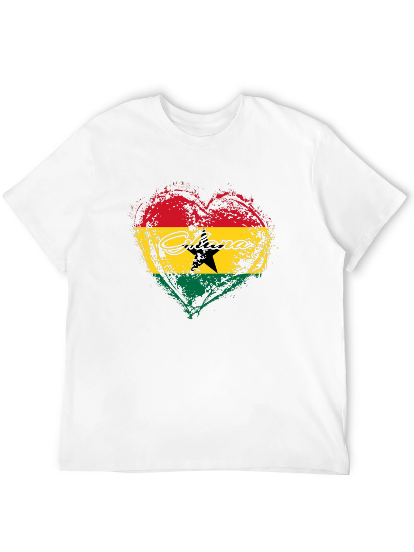 Ghana Flag Heart Graphic T-Shirt