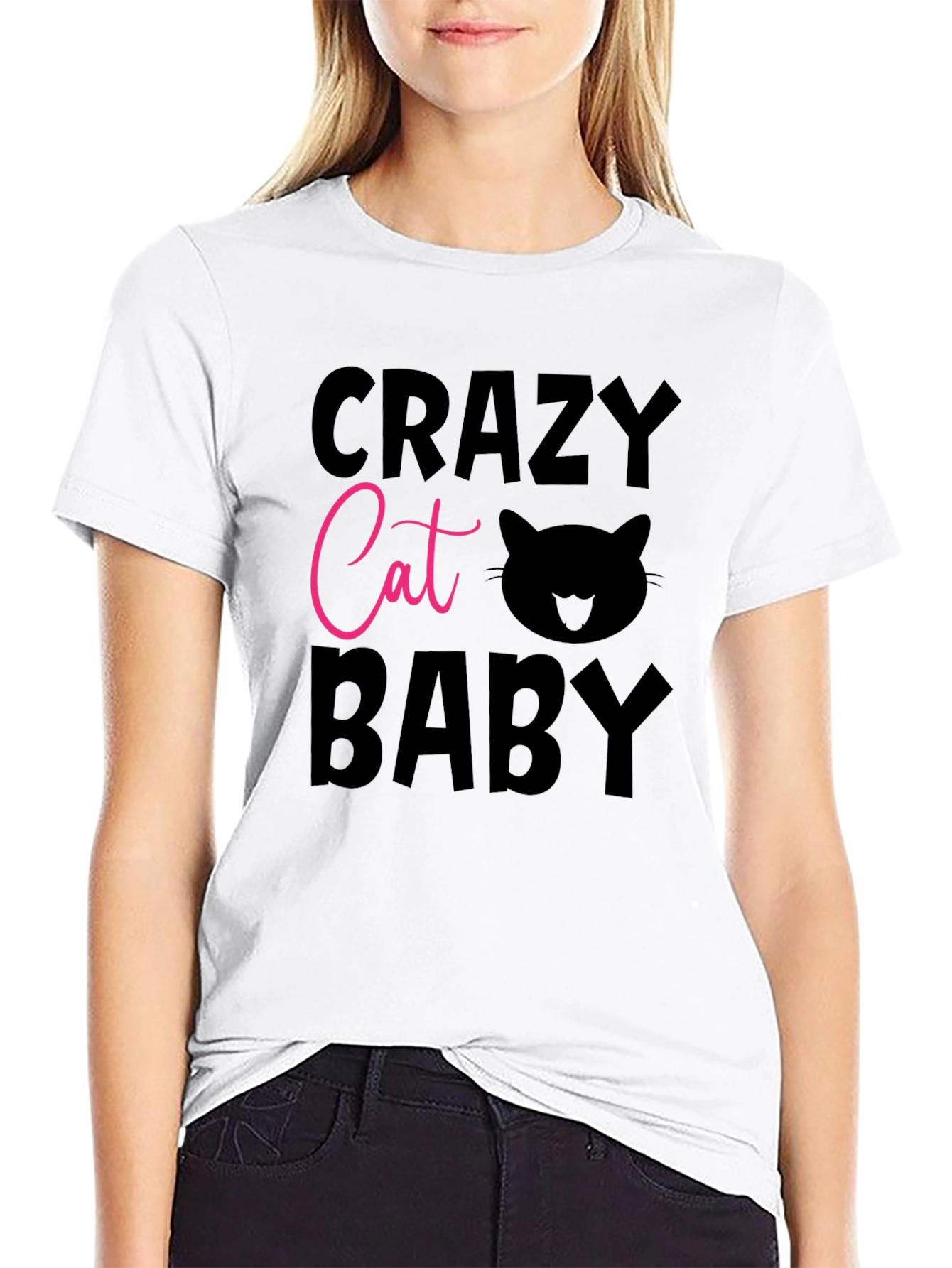 Crazy Cat Baby Graphic Tee - Black