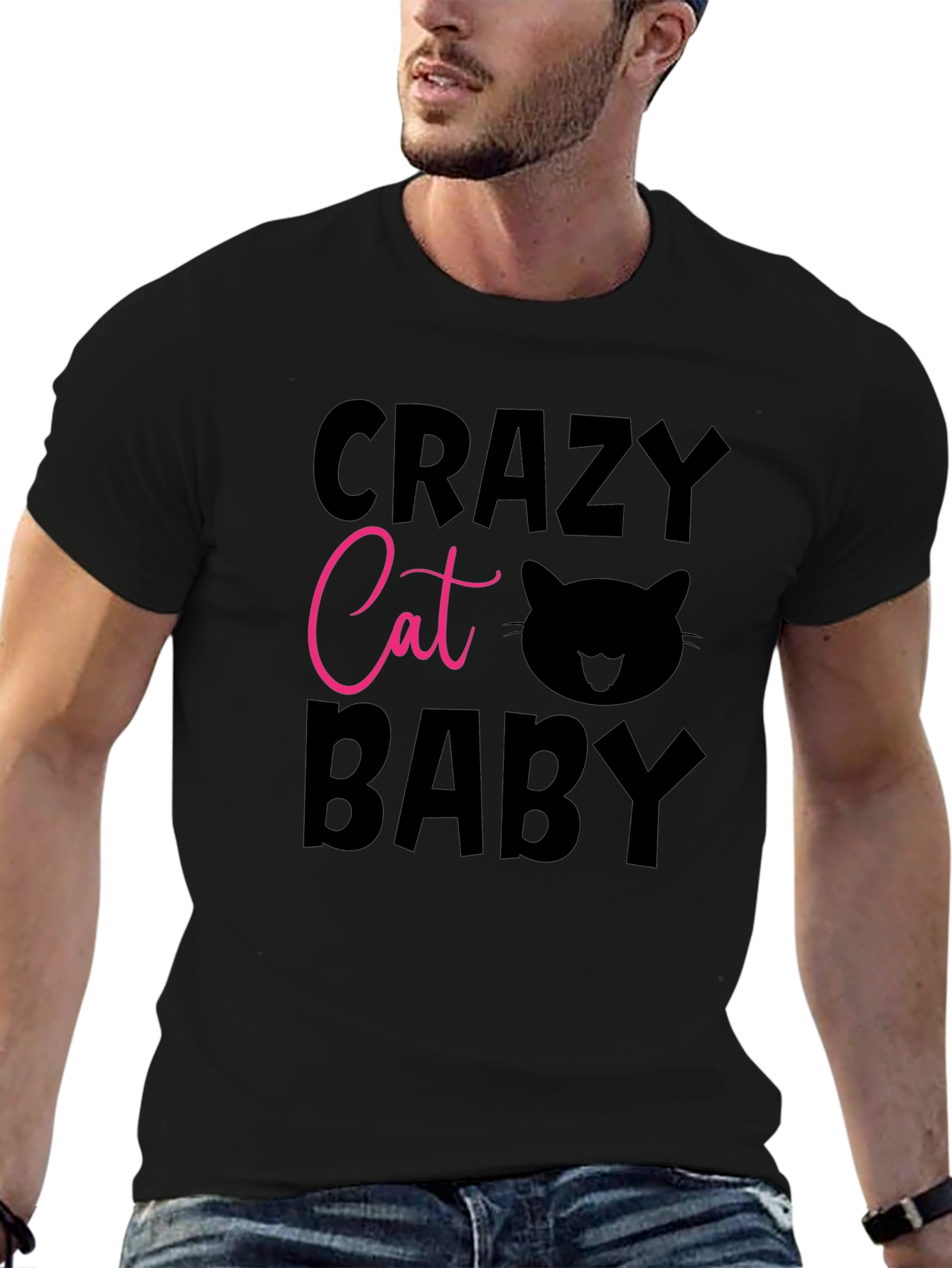 Crazy Cat Baby Graphic Tee - Black