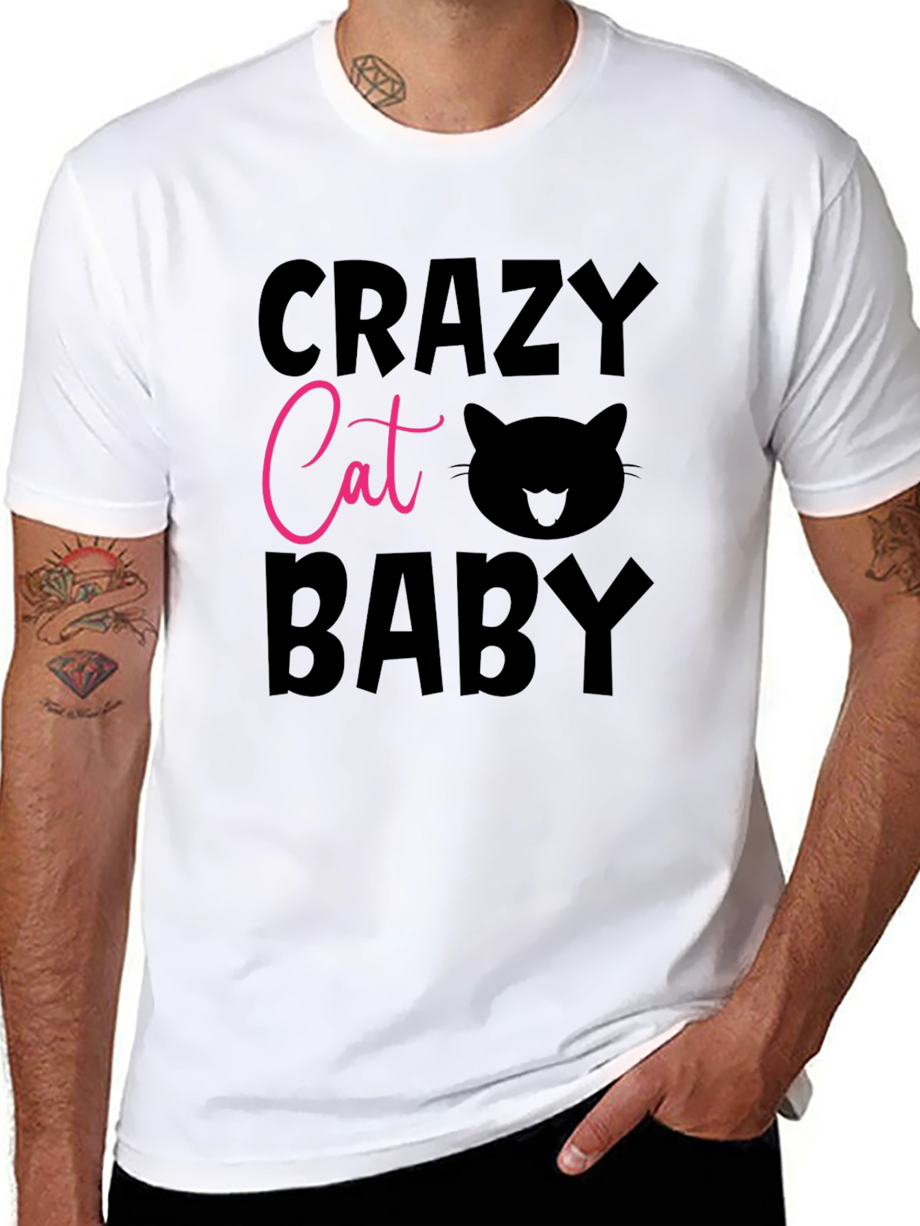 Crazy Cat Baby Graphic Tee - Black