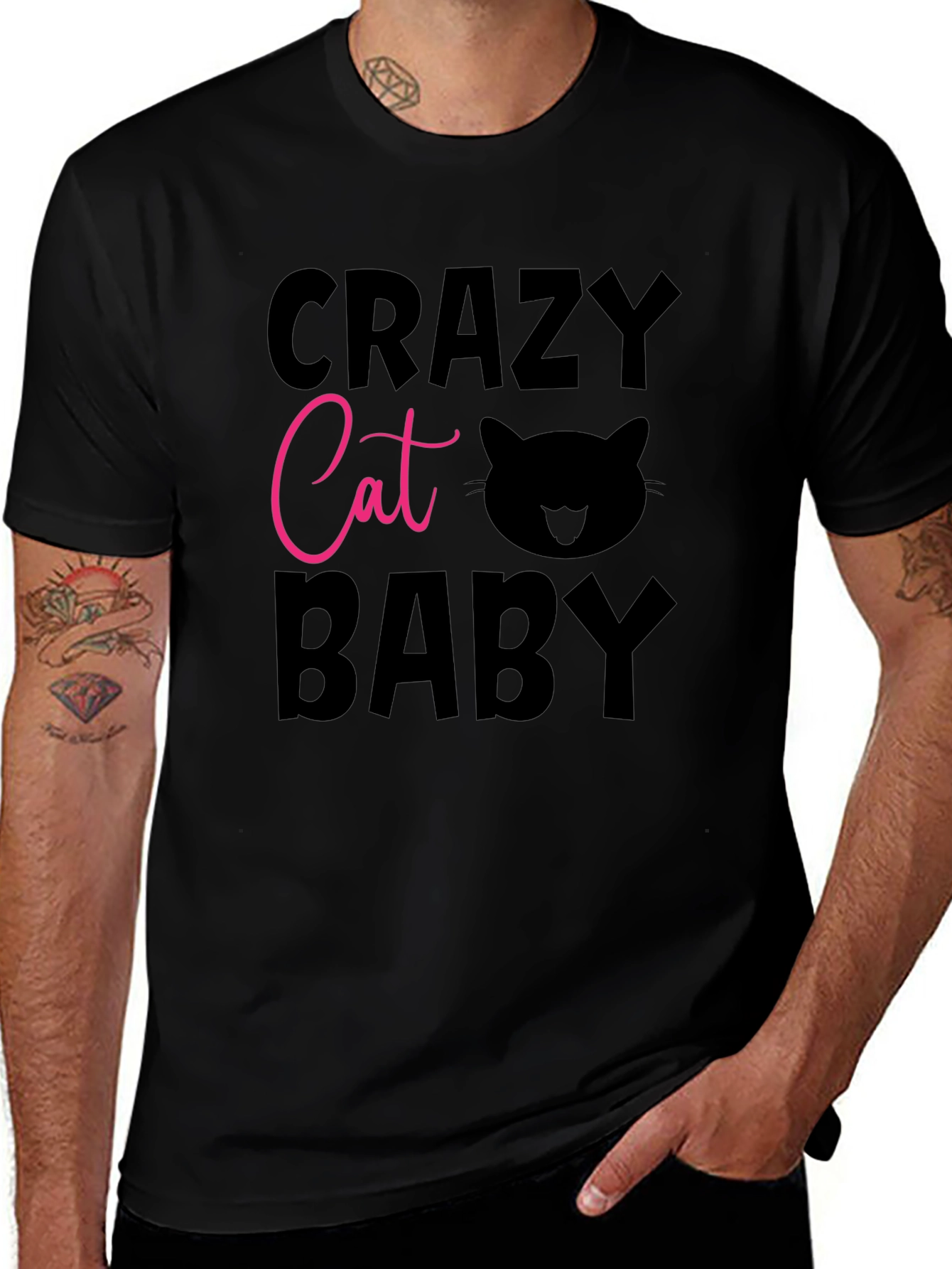 Crazy Cat Baby Graphic Tee - Black