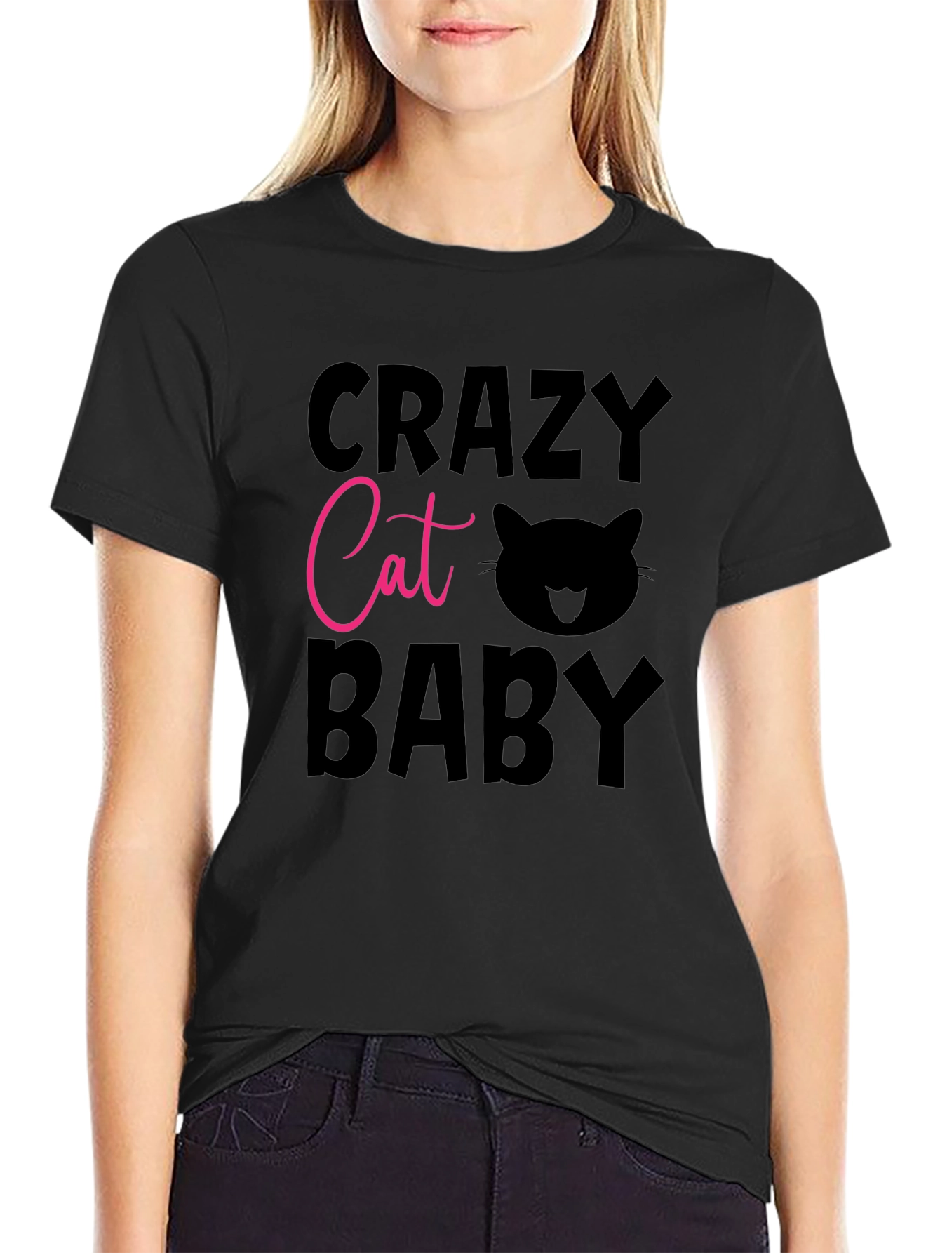 Crazy Cat Baby Graphic Tee - Black