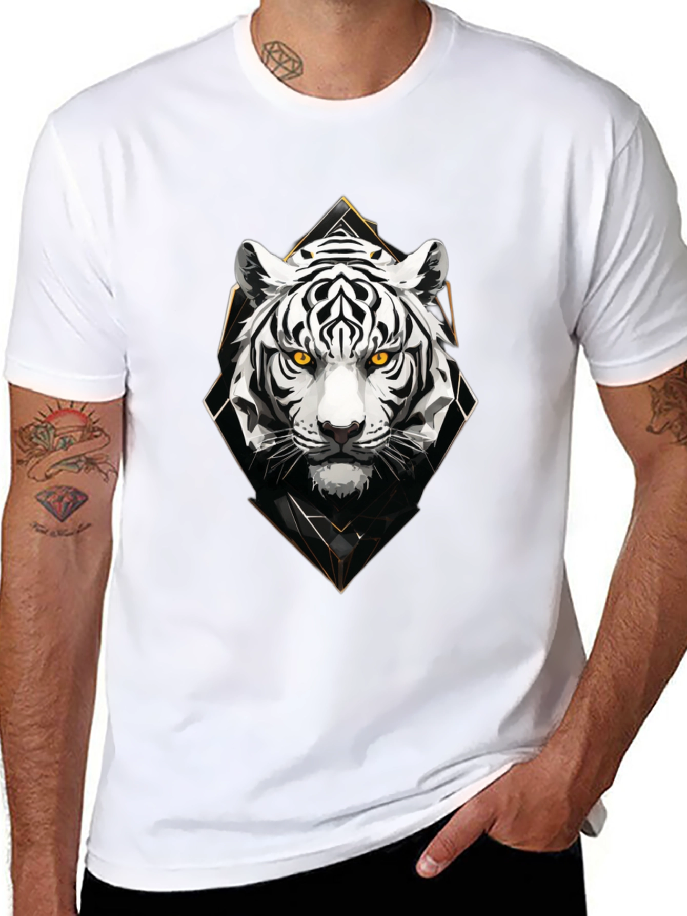Mens Black Tiger Graphic Tee