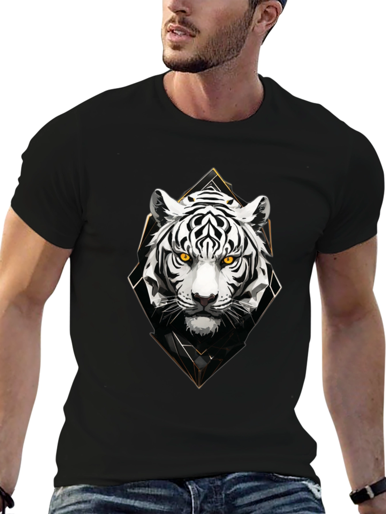 Mens Black Tiger Graphic Tee