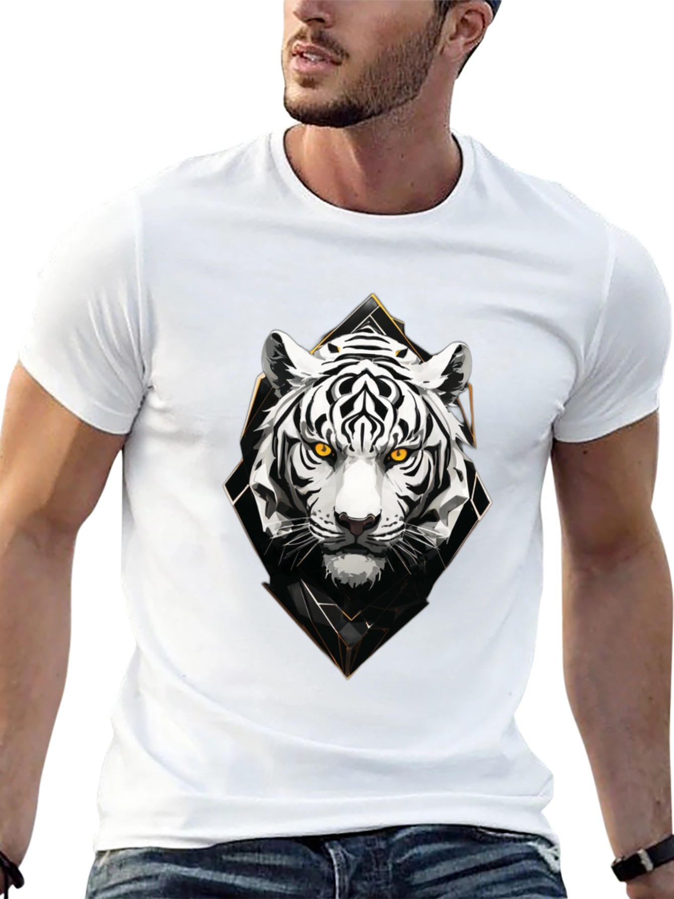 Mens Black Tiger Graphic Tee