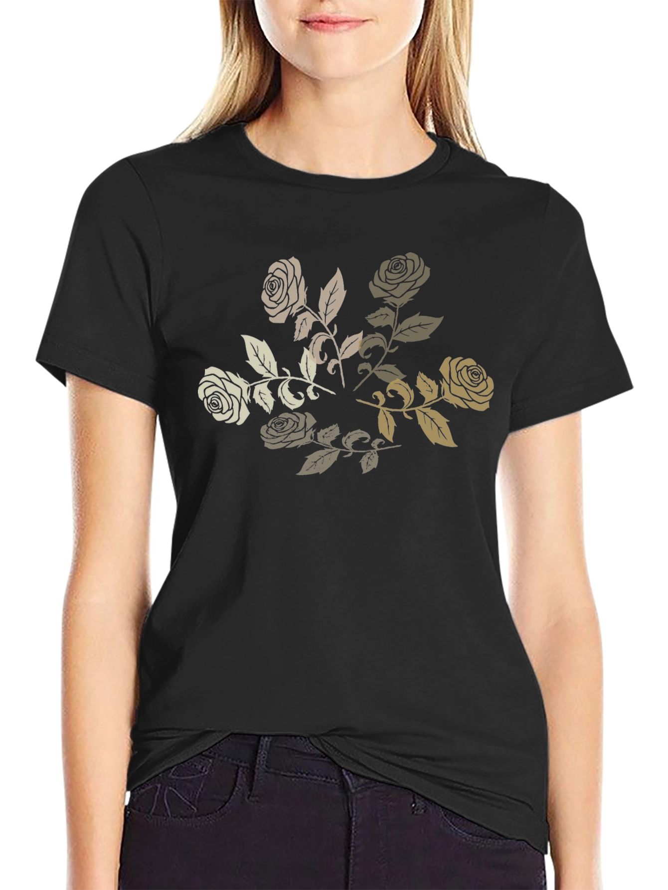 Mens Black Rose Graphic Tee
