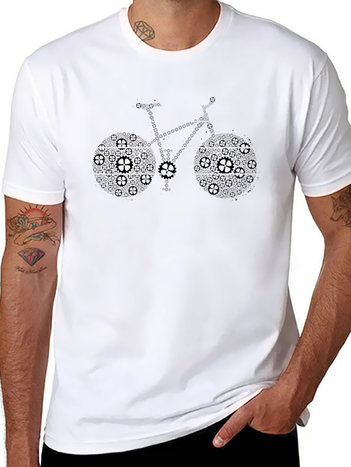 Gear Bicycle Graphic Tee - Black Cotton T-Shirt