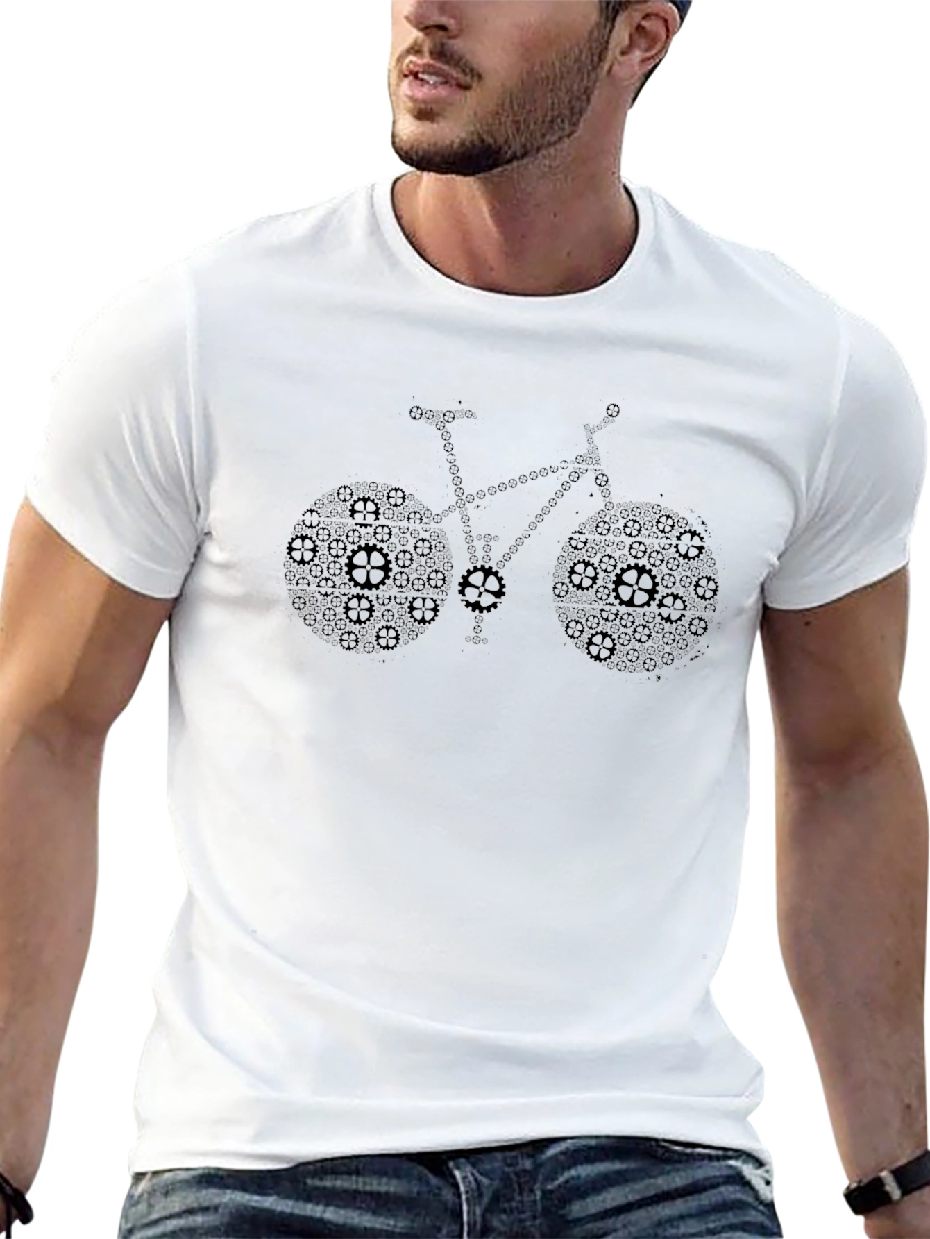 Gear Bicycle Graphic Tee - Black Cotton T-Shirt