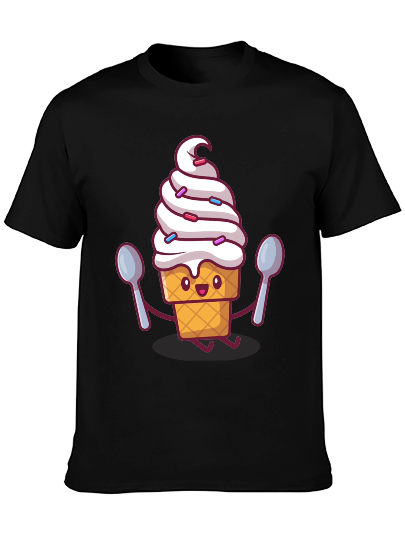 Ice Cream Cartoon Graphic Tee - Sweet Treat Style!