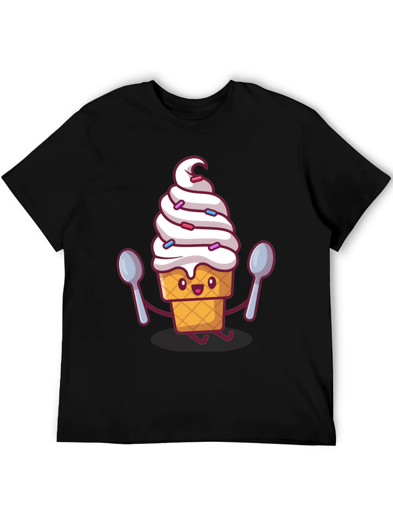 Ice Cream Cartoon Graphic Tee - Sweet Treat Style!