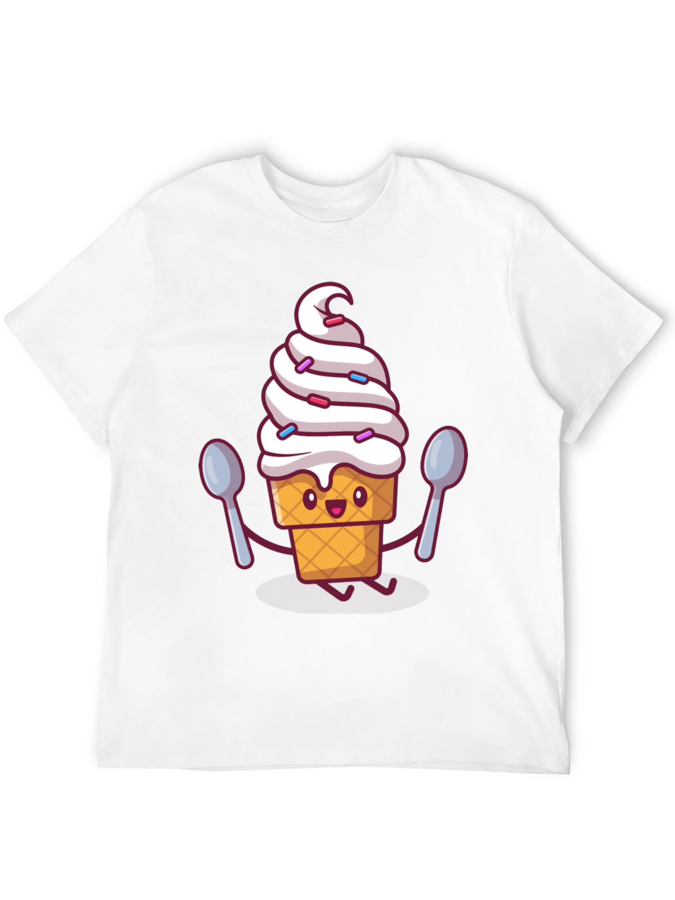 Ice Cream Cartoon Graphic Tee - Sweet Treat Style!