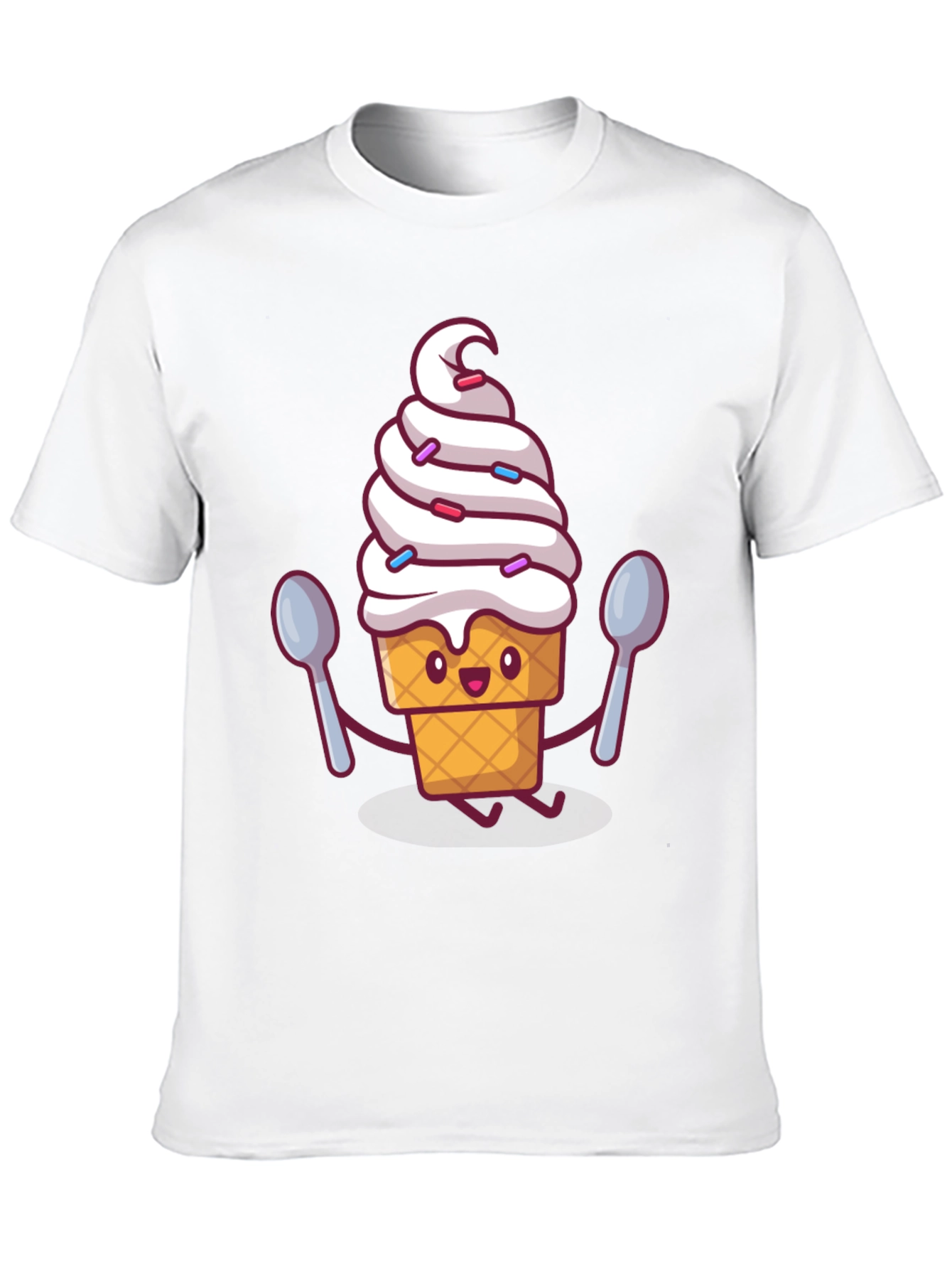 Ice Cream Cartoon Graphic Tee - Sweet Treat Style!