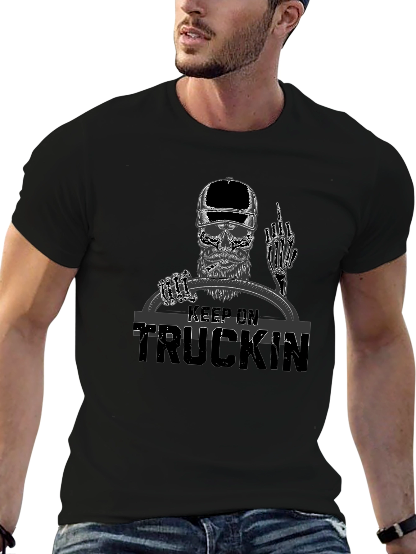 Keep On Truckin Skull Graphic T-Shirt