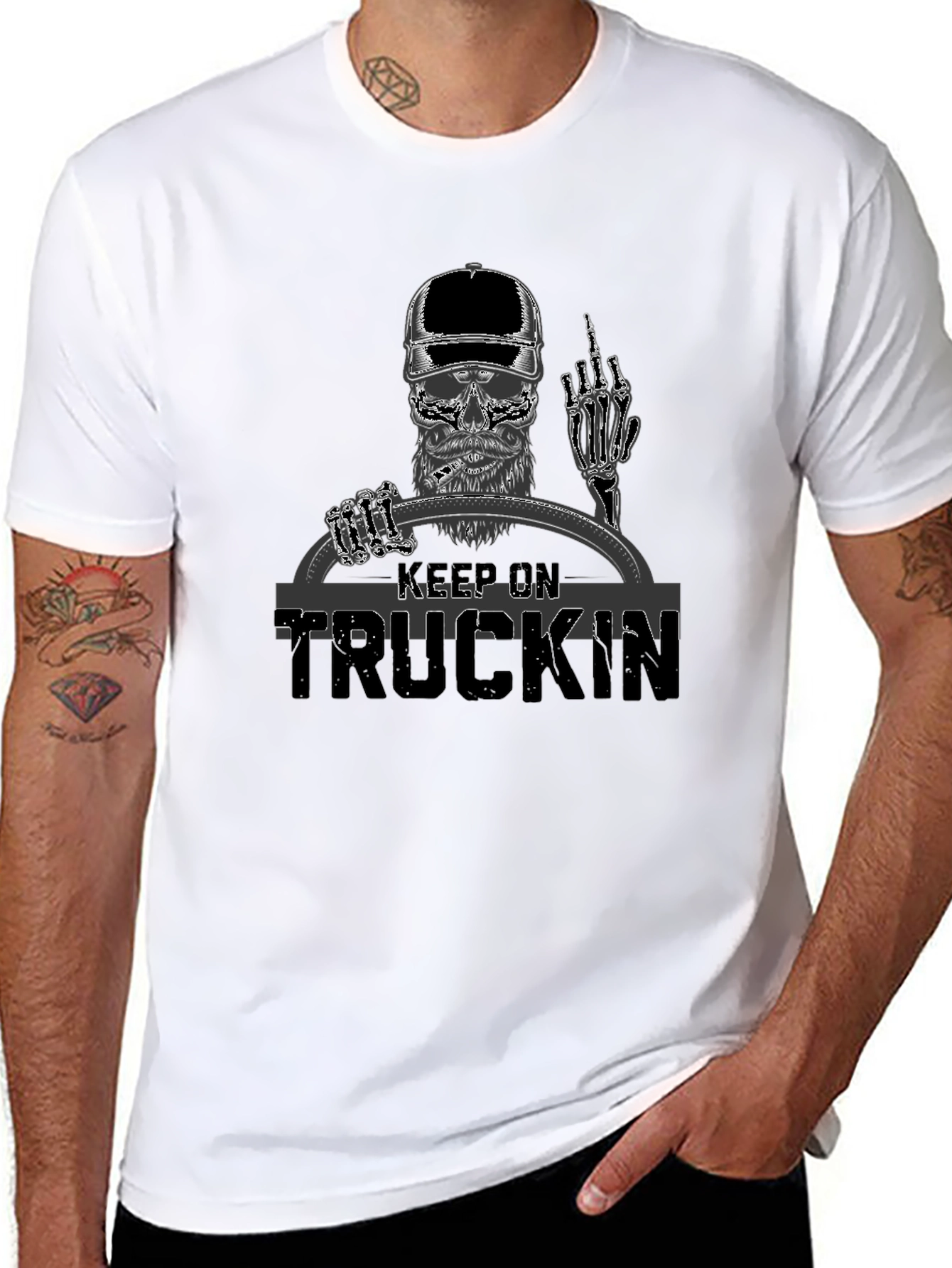 Keep On Truckin Skull Graphic T-Shirt