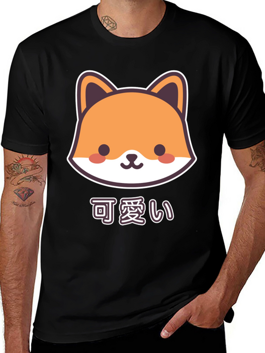 Cute Kawaii Fox Black T-Shirt