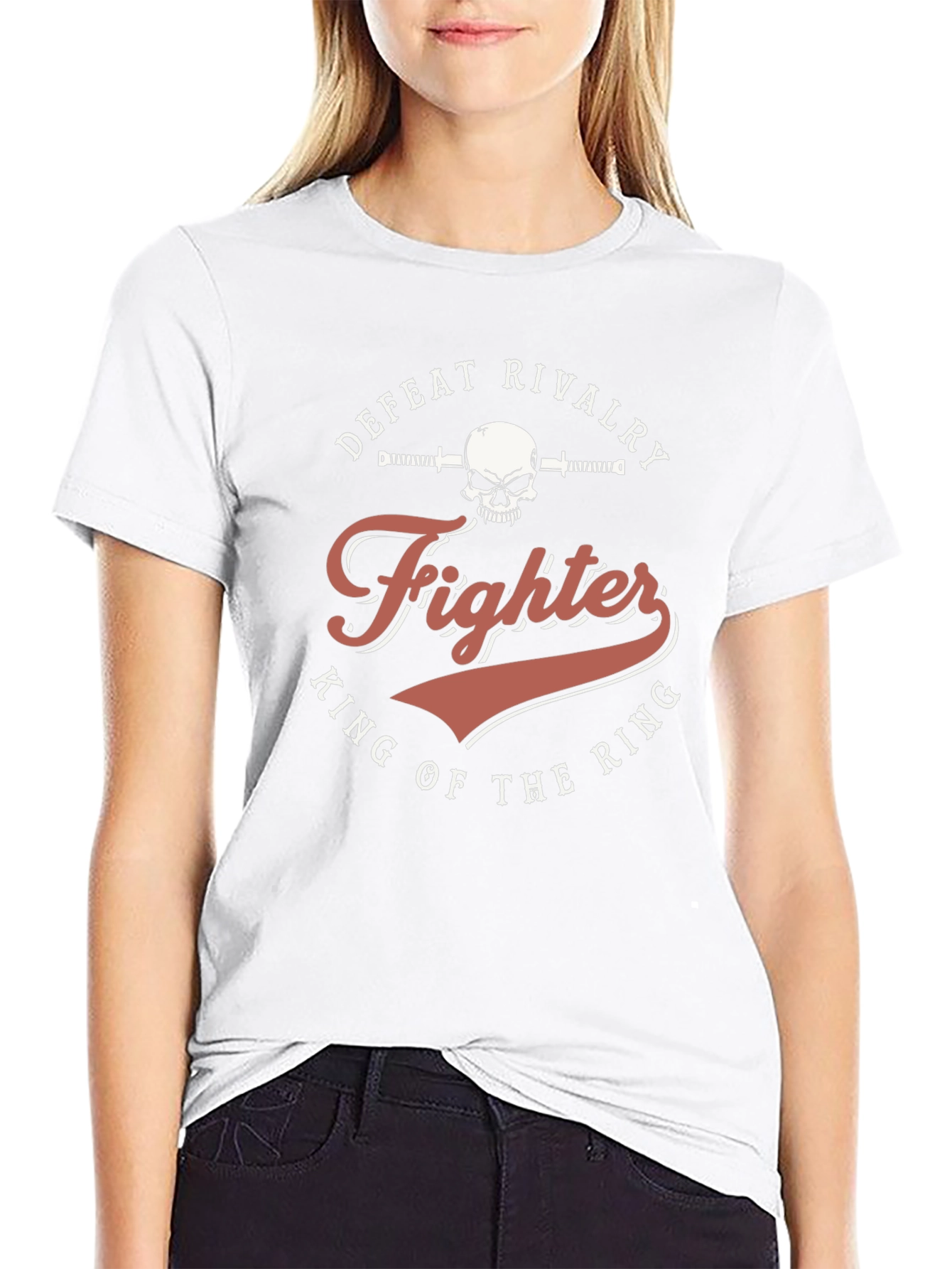 Fighter King of the Ring Skull Graphic T-Shirt