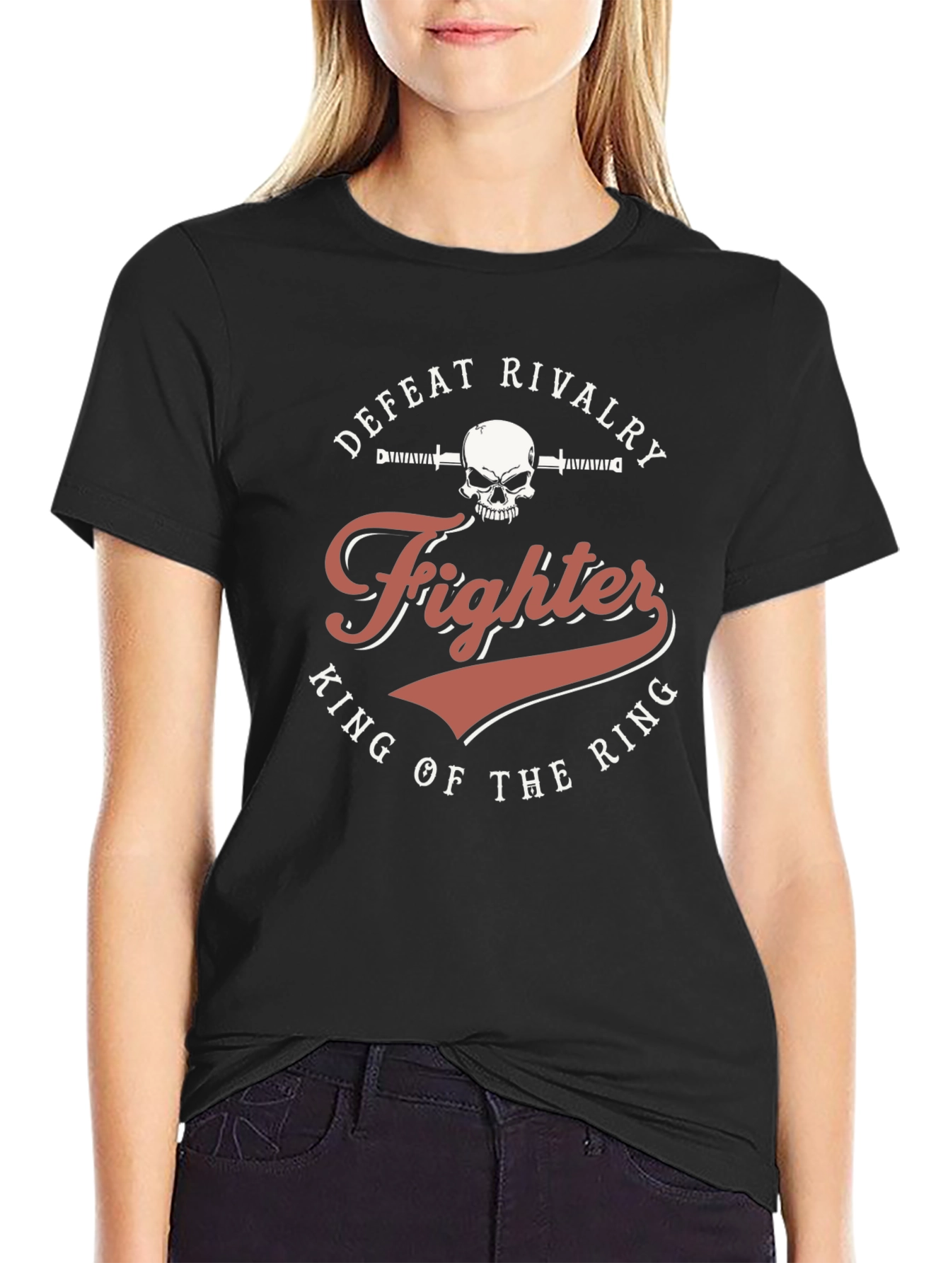 Fighter King of the Ring Skull Graphic T-Shirt